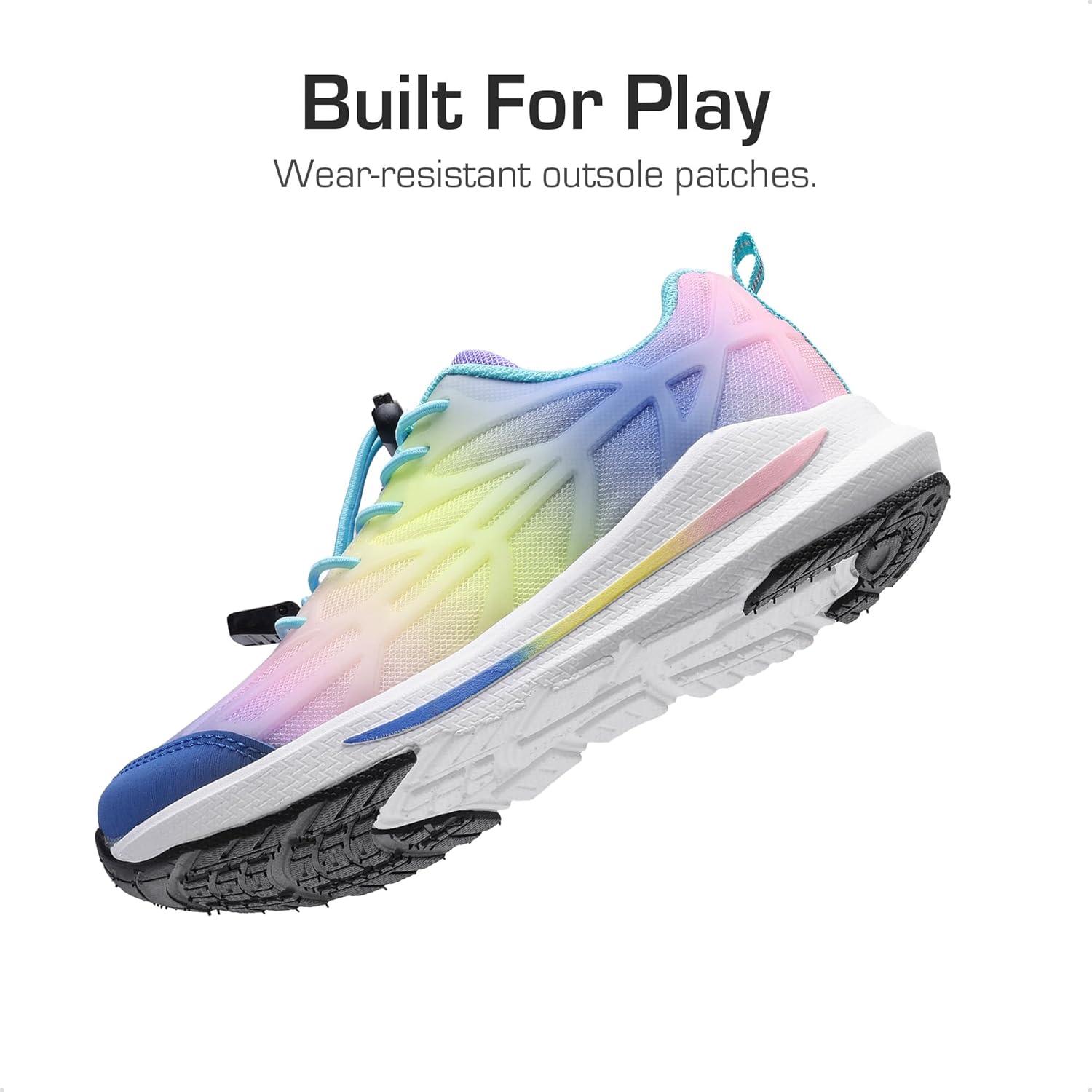 imageDREAM PAIRS Boys Girls Running Shoes Kids Athletic Lightweight Breathable Gym School ShoesRainbow