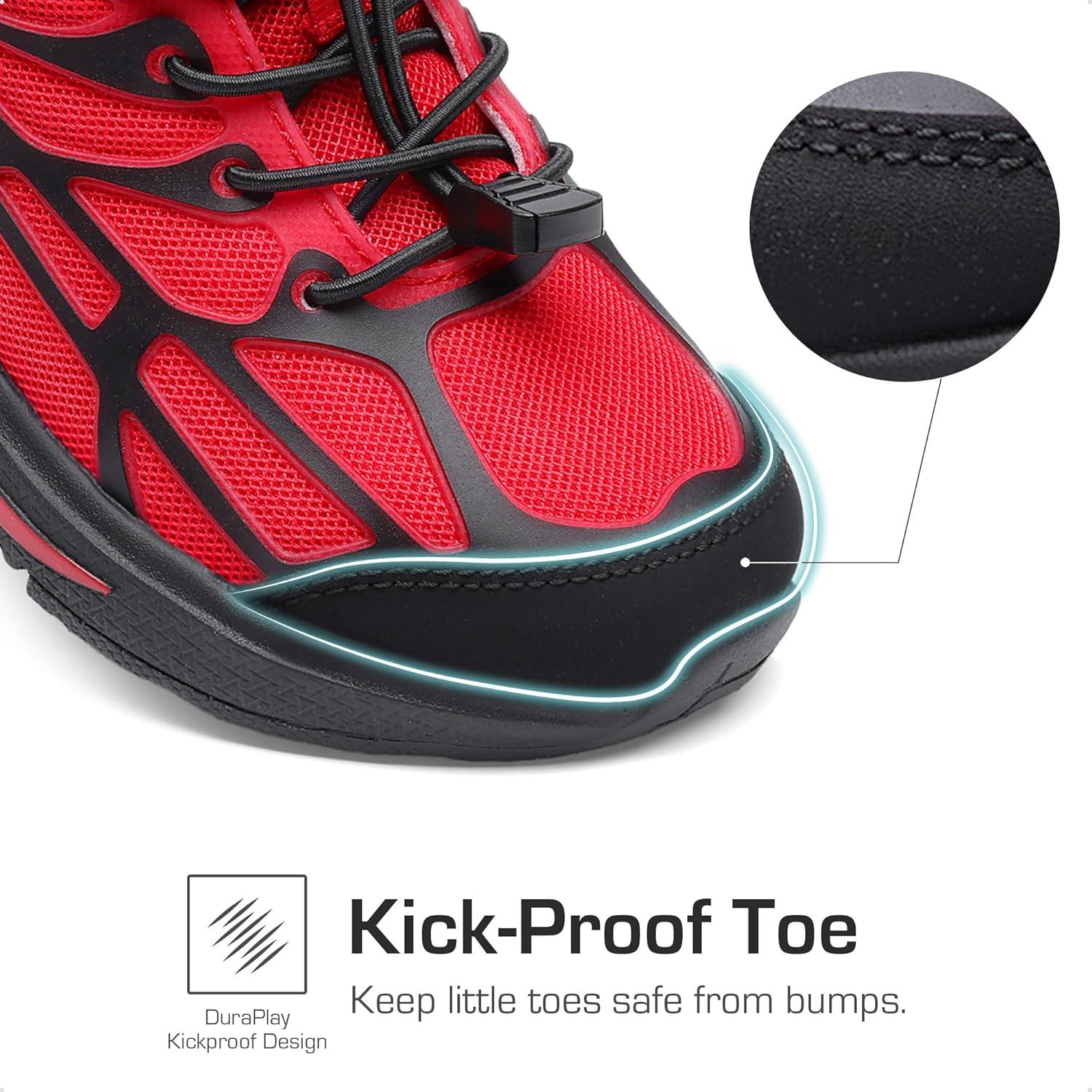 imageDREAM PAIRS Boys Girls Running Shoes Kids Athletic Lightweight Breathable Gym School ShoesRedBlack