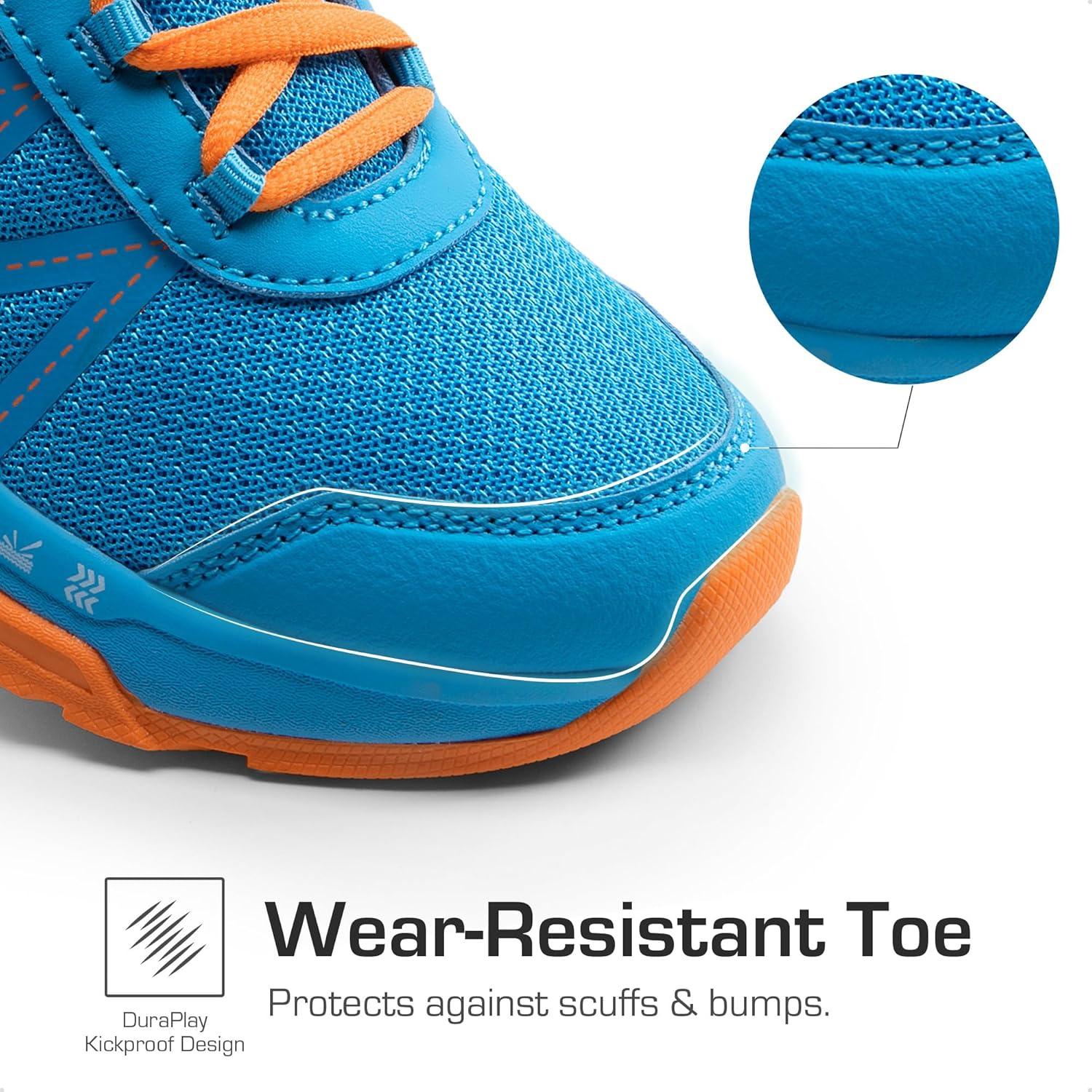 imageDREAM PAIRS Boys Girls Shoes Kids DuraPlay Tennis Footwear Non Slip Athletic Running Walking Lightweight Lace Up Sneakers for LittleBig KidBlueOrange