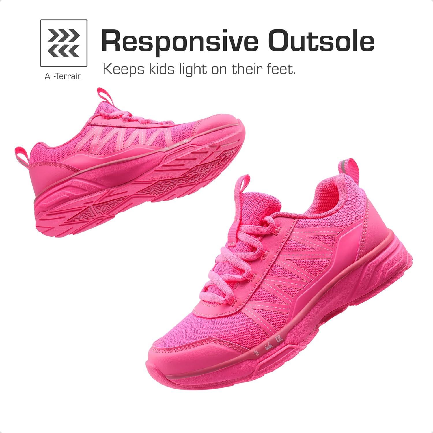 imageDREAM PAIRS Boys Girls Shoes Kids DuraPlay Tennis Footwear Non Slip Athletic Running Walking Lightweight Lace Up Sneakers for LittleBig KidHot Pink