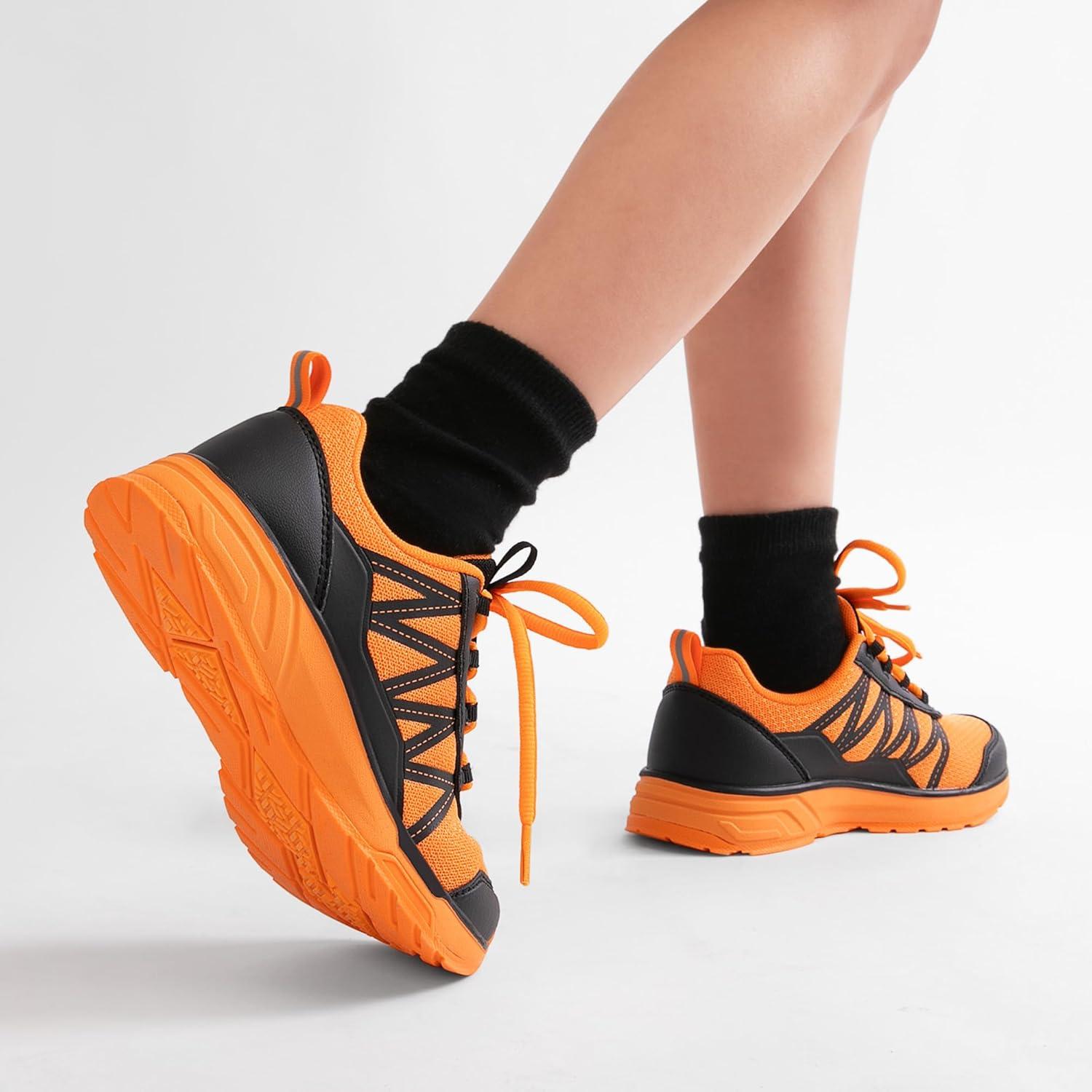 imageDREAM PAIRS Boys Girls Shoes Kids DuraPlay Tennis Footwear Non Slip Athletic Running Walking Lightweight Lace Up Sneakers for LittleBig KidOrangeBlack