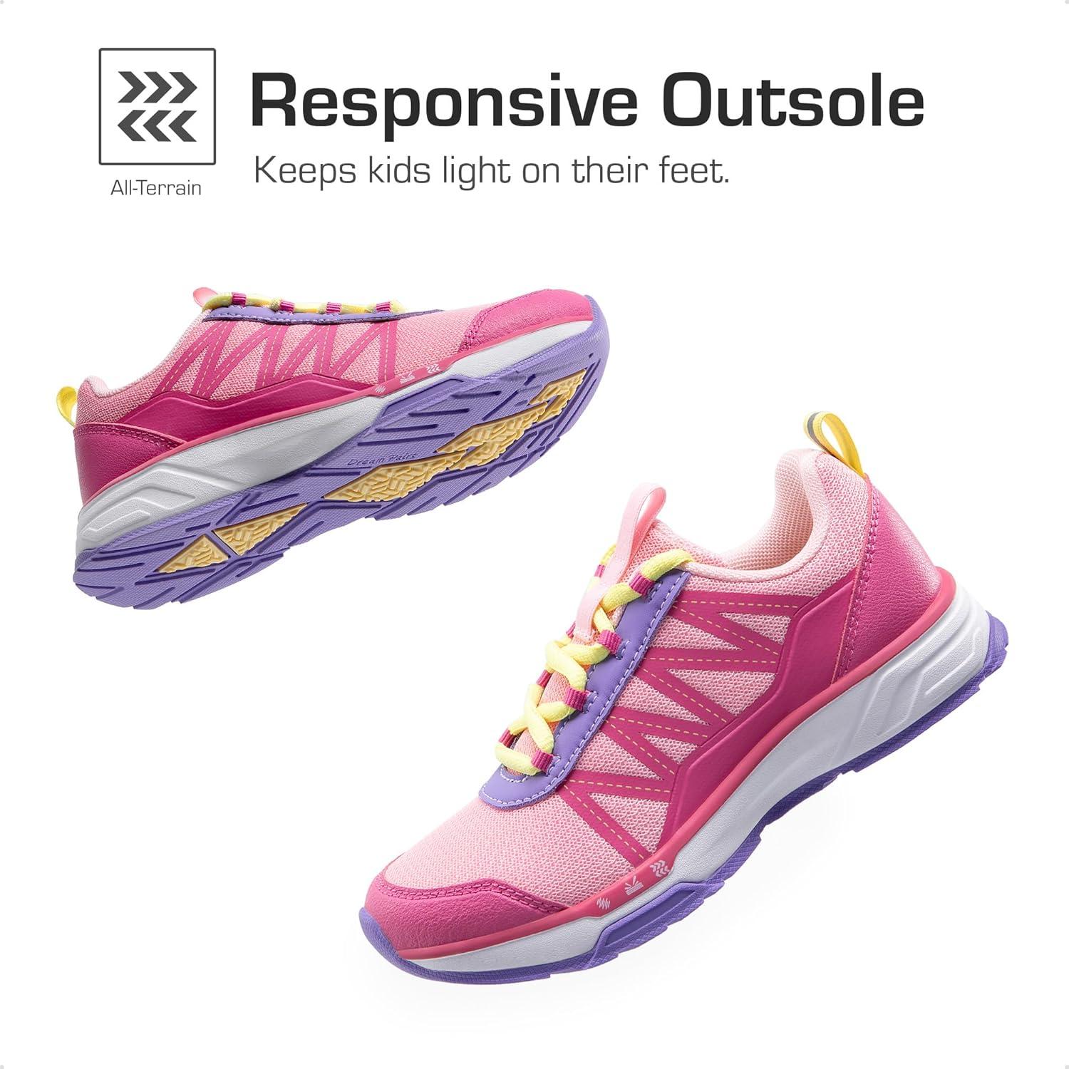 imageDREAM PAIRS Boys Girls Shoes Kids DuraPlay Tennis Footwear Non Slip Athletic Running Walking Lightweight Lace Up Sneakers for LittleBig KidPinkHot Pink