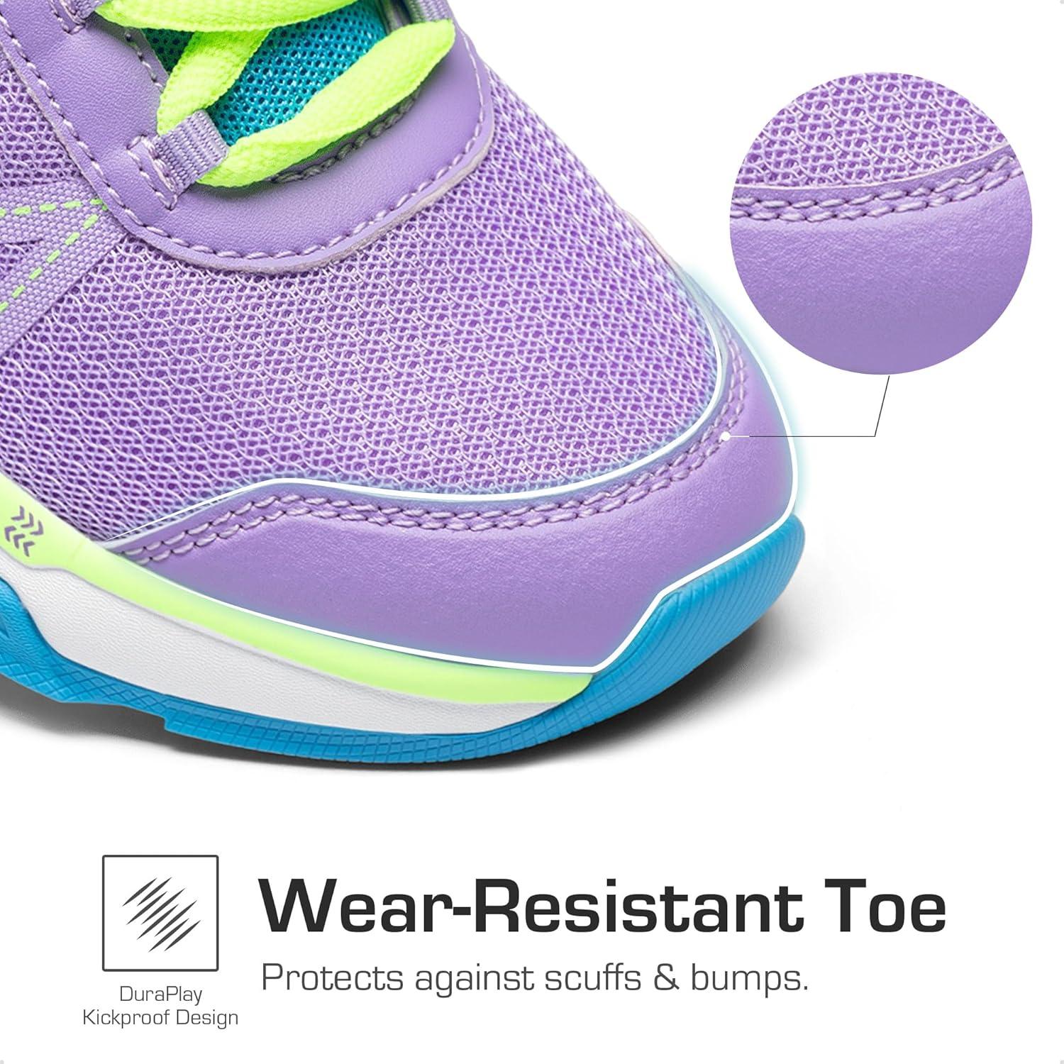 imageDREAM PAIRS Boys Girls Shoes Kids DuraPlay Tennis Footwear Non Slip Athletic Running Walking Lightweight Lace Up Sneakers for LittleBig KidPurpleBlue