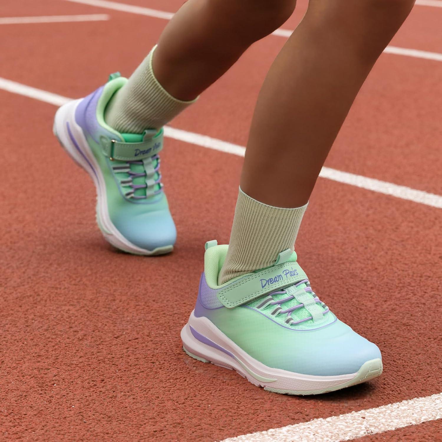 imageDREAM PAIRS Boys Girls Shoes Kids DuraPlay Tennis Running Athletic Protective Walking Sneakers for LittleBig KidMint GreenPurple