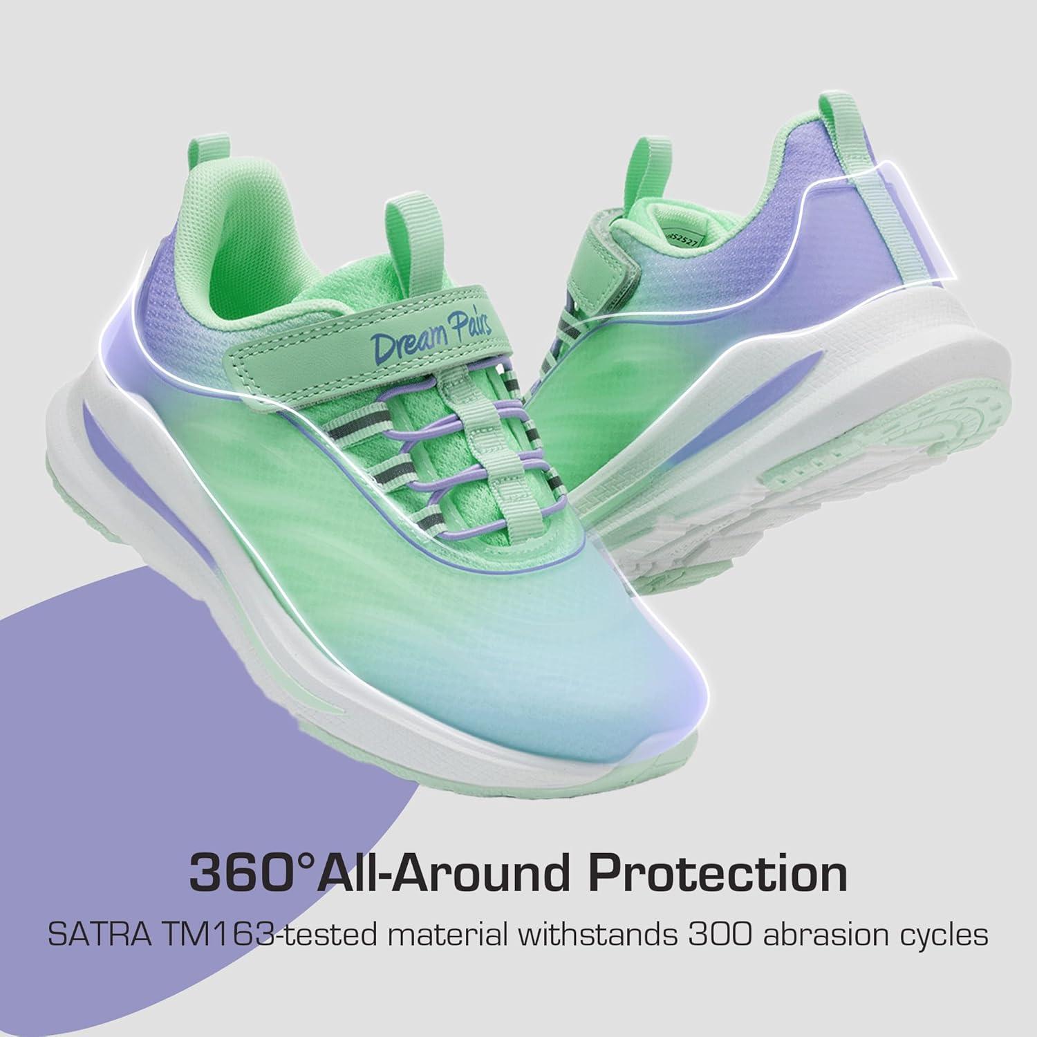 imageDREAM PAIRS Boys Girls Shoes Kids DuraPlay Tennis Running Athletic Protective Walking Sneakers for LittleBig KidMint GreenPurple