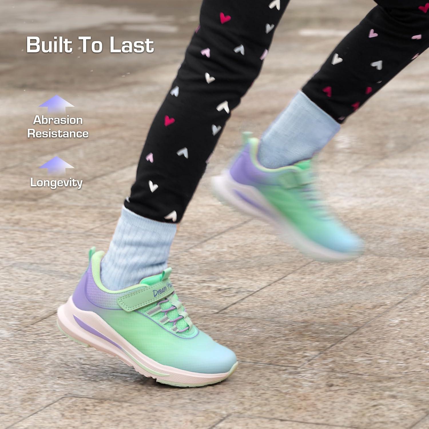 imageDREAM PAIRS Boys Girls Shoes Kids DuraPlay Tennis Running Athletic Protective Walking Sneakers for LittleBig KidMint GreenPurple