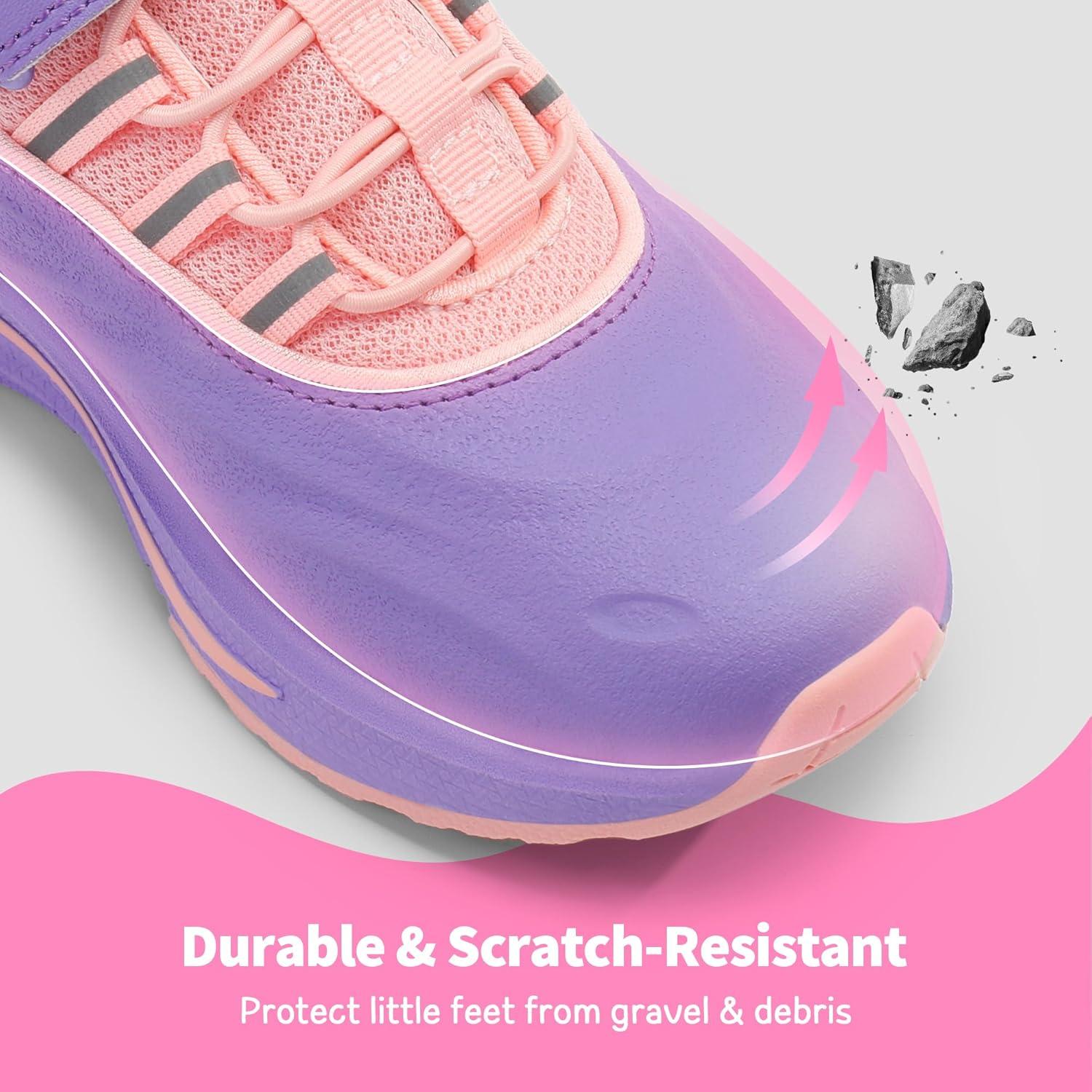 imageDREAM PAIRS Boys Girls Shoes Kids DuraPlay Tennis Running Athletic Protective Walking Sneakers for LittleBig KidPurplePink
