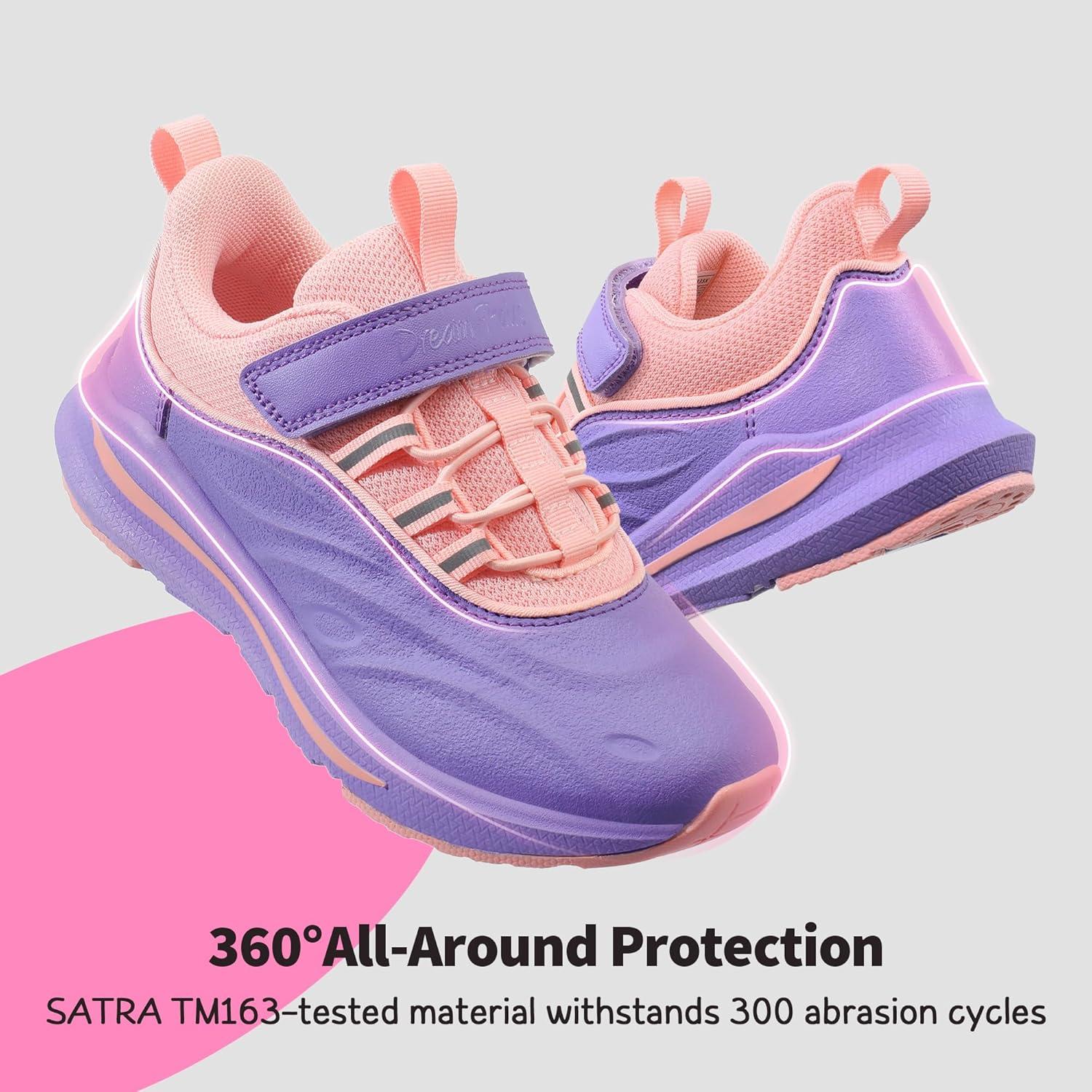 imageDREAM PAIRS Boys Girls Shoes Kids DuraPlay Tennis Running Athletic Protective Walking Sneakers for LittleBig KidPurplePink