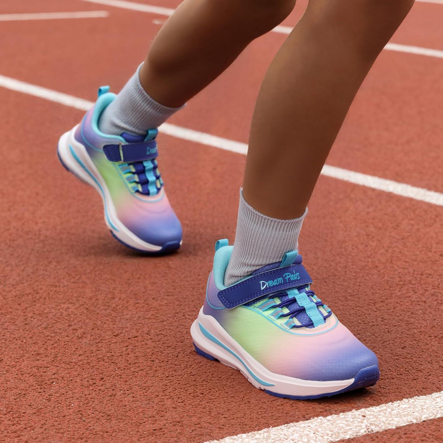 imageDREAM PAIRS Boys Girls Shoes Kids DuraPlay Tennis Running Athletic Protective Walking Sneakers for LittleBig KidRainbow