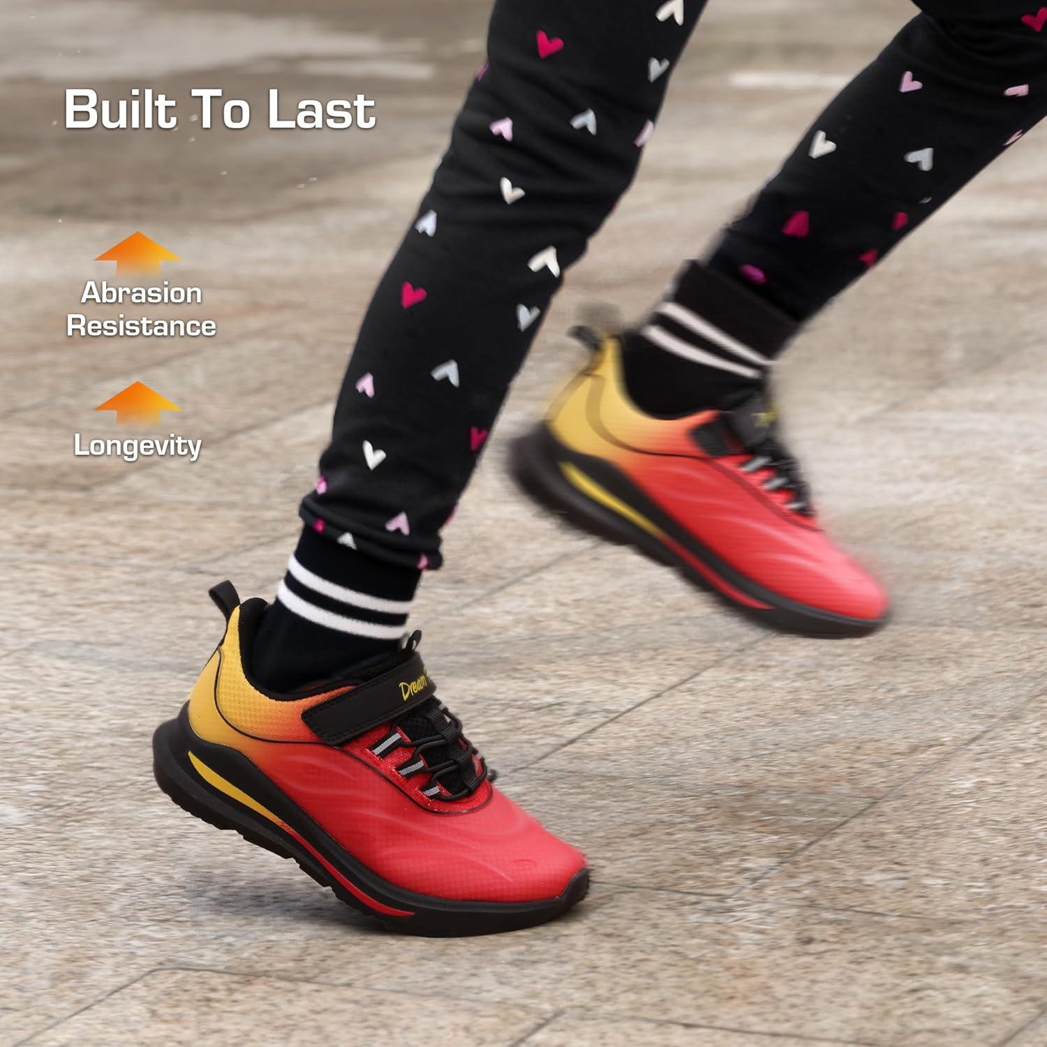 imageDREAM PAIRS Boys Girls Shoes Kids DuraPlay Tennis Running Athletic Protective Walking Sneakers for LittleBig KidRedOrange