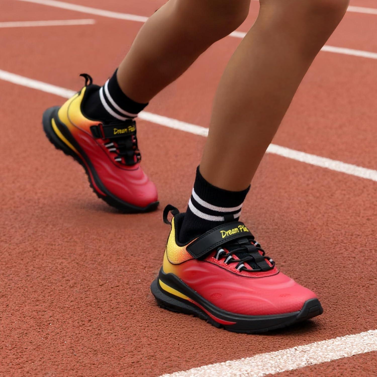 imageDREAM PAIRS Boys Girls Shoes Kids DuraPlay Tennis Running Athletic Protective Walking Sneakers for LittleBig KidRedOrange