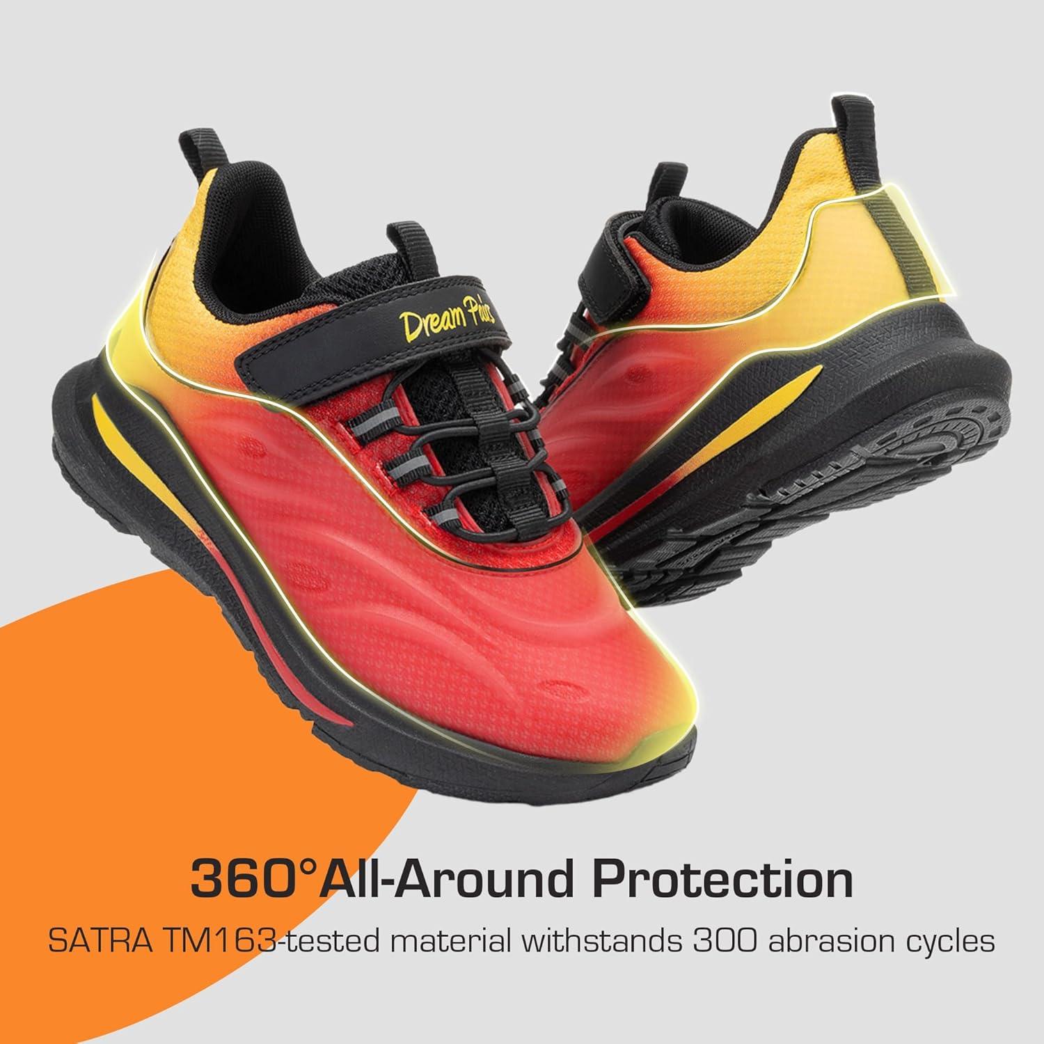 imageDREAM PAIRS Boys Girls Shoes Kids DuraPlay Tennis Running Athletic Protective Walking Sneakers for LittleBig KidRedOrange