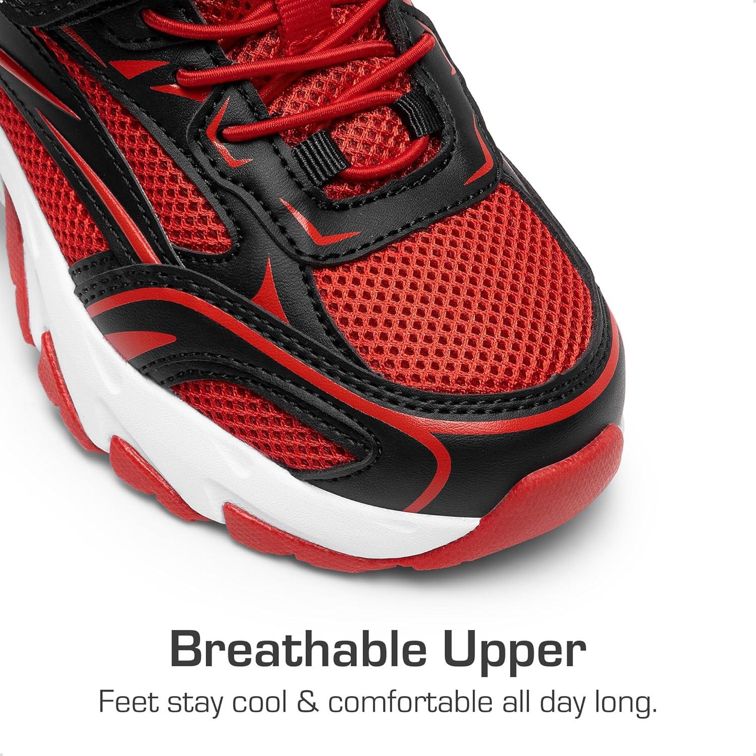 imageDREAM PAIRS Boys Girls Shoes Kids Tennis Athletic Running Footwear Breathable Walking Sneakers for LittleBig KidRedBlack