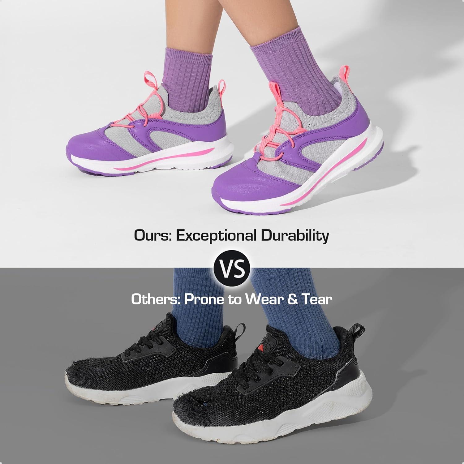 imageDREAM PAIRS Boys Girls Shoes Kids Tennis Athletic Running Walking Lightweight Slip on Sneakers PurplePinkLight Grey Size 10 Toddler SDRS2402K