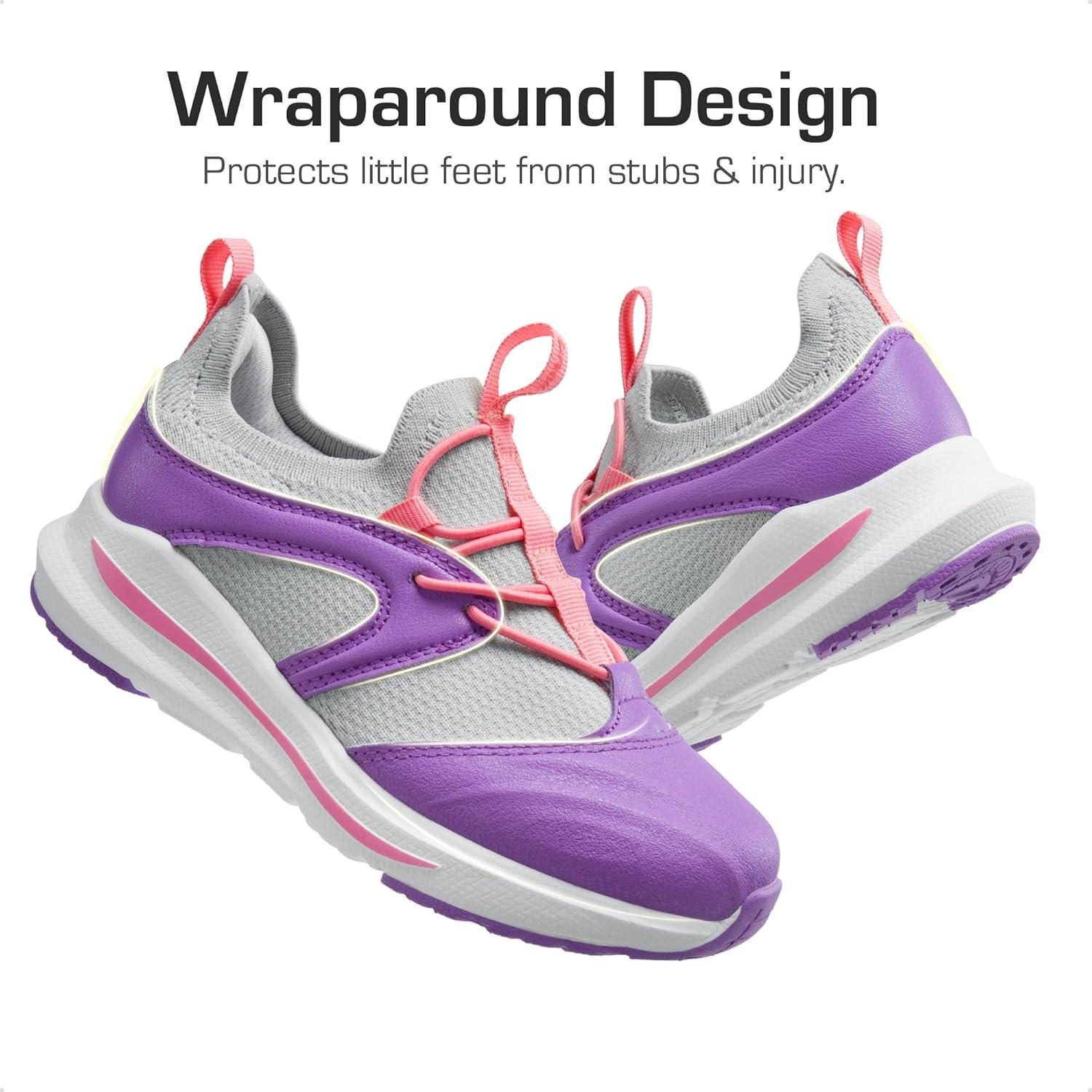 imageDREAM PAIRS Boys Girls Shoes Kids Tennis Athletic Running Walking Lightweight Slip on Sneakers PurplePinkLight Grey Size 10 Toddler SDRS2402K