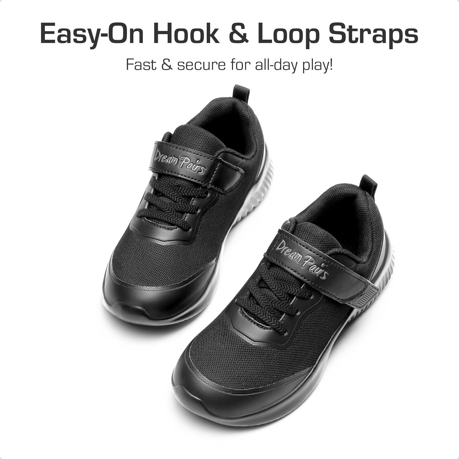 imageDREAM PAIRS Boys Girls Shoes Kids Tennis EZOns BreezeRunners Running SneakersBlack Monochrome