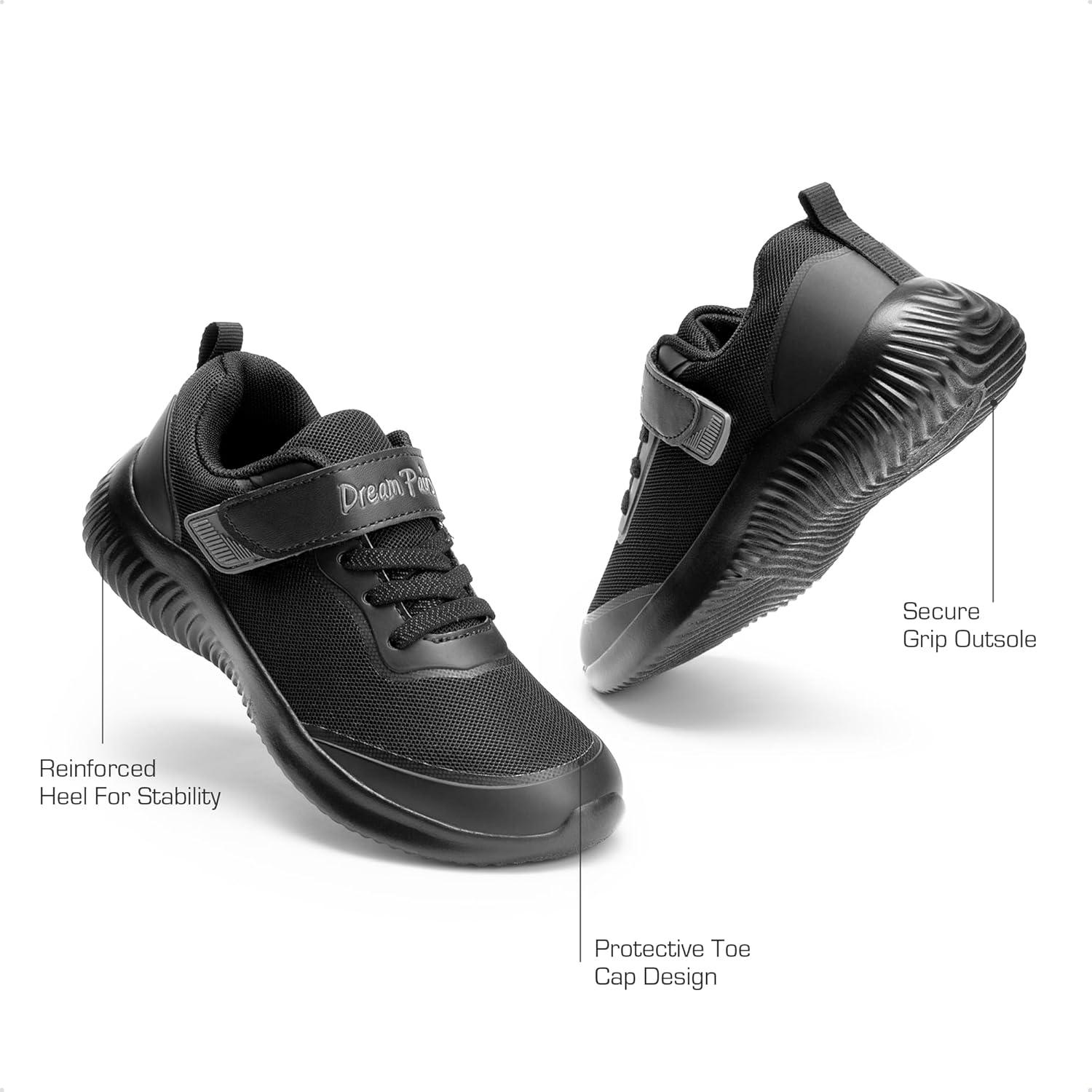 imageDREAM PAIRS Boys Girls Shoes Kids Tennis EZOns BreezeRunners Running SneakersBlack Monochrome