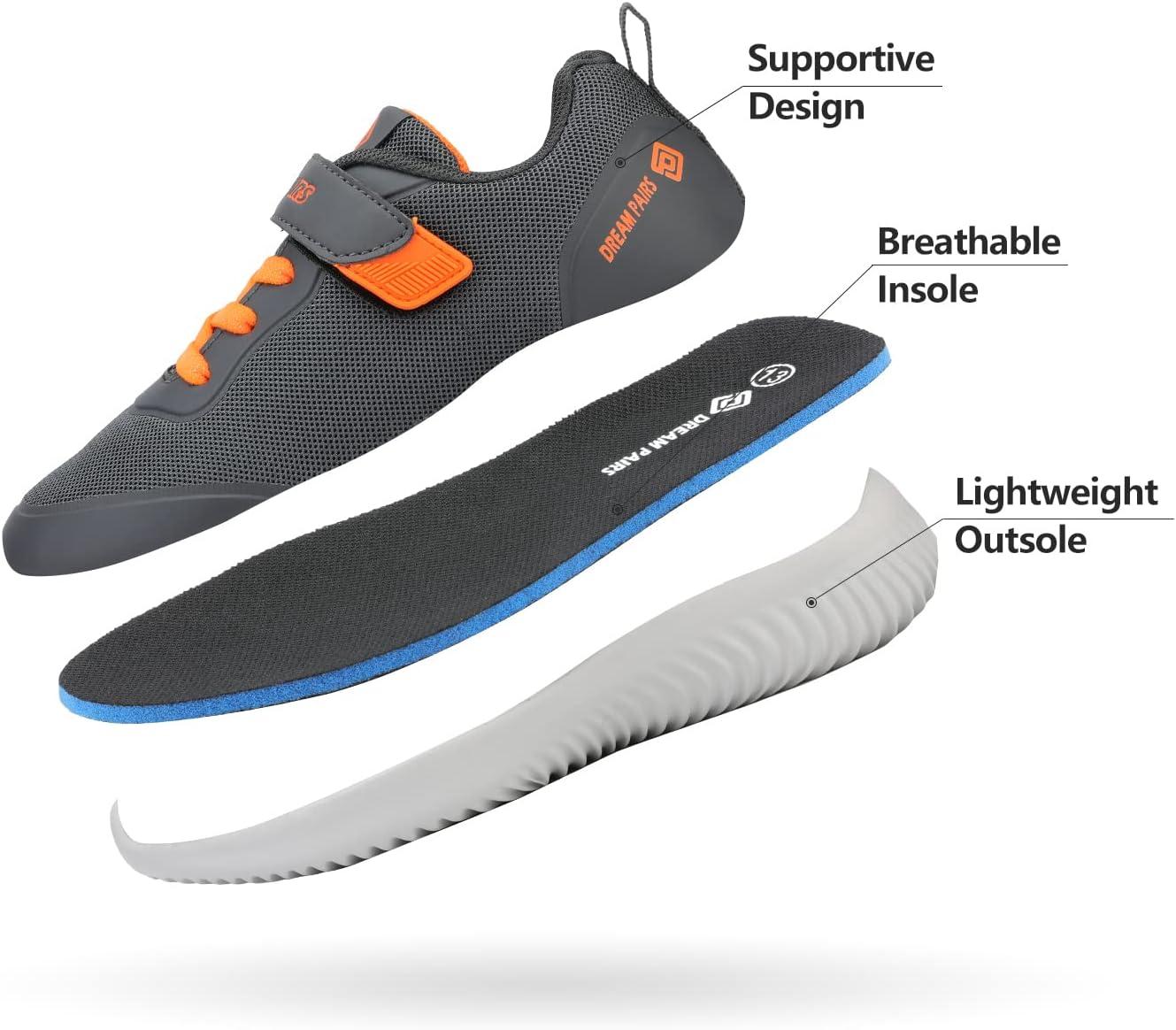 imageDREAM PAIRS Boys Girls Shoes Kids Tennis EZOns BreezeRunners Running SneakersGreyOrange