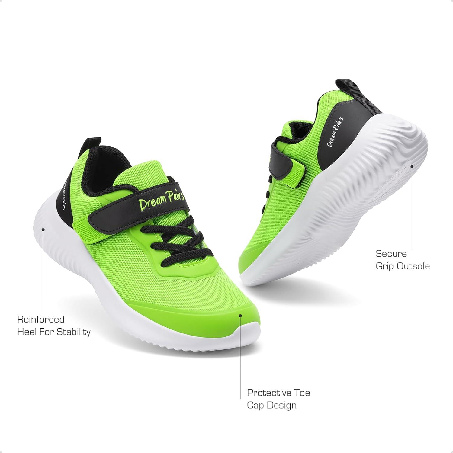imageDREAM PAIRS Boys Girls Shoes Kids Tennis EZOns BreezeRunners Running SneakersNeon Green