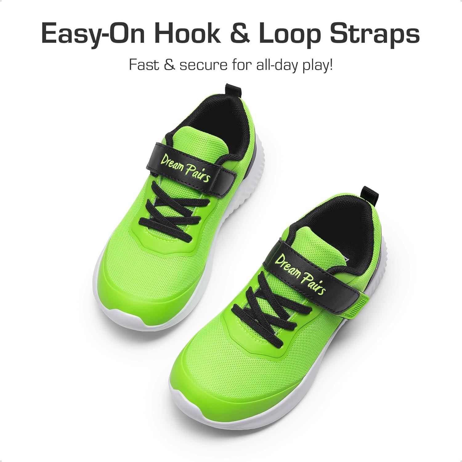 imageDREAM PAIRS Boys Girls Shoes Kids Tennis EZOns BreezeRunners Running SneakersNeon Green