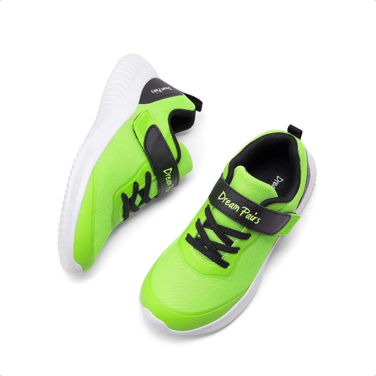 imageDREAM PAIRS Boys Girls Shoes Kids Tennis EZOns BreezeRunners Running SneakersNeon Green