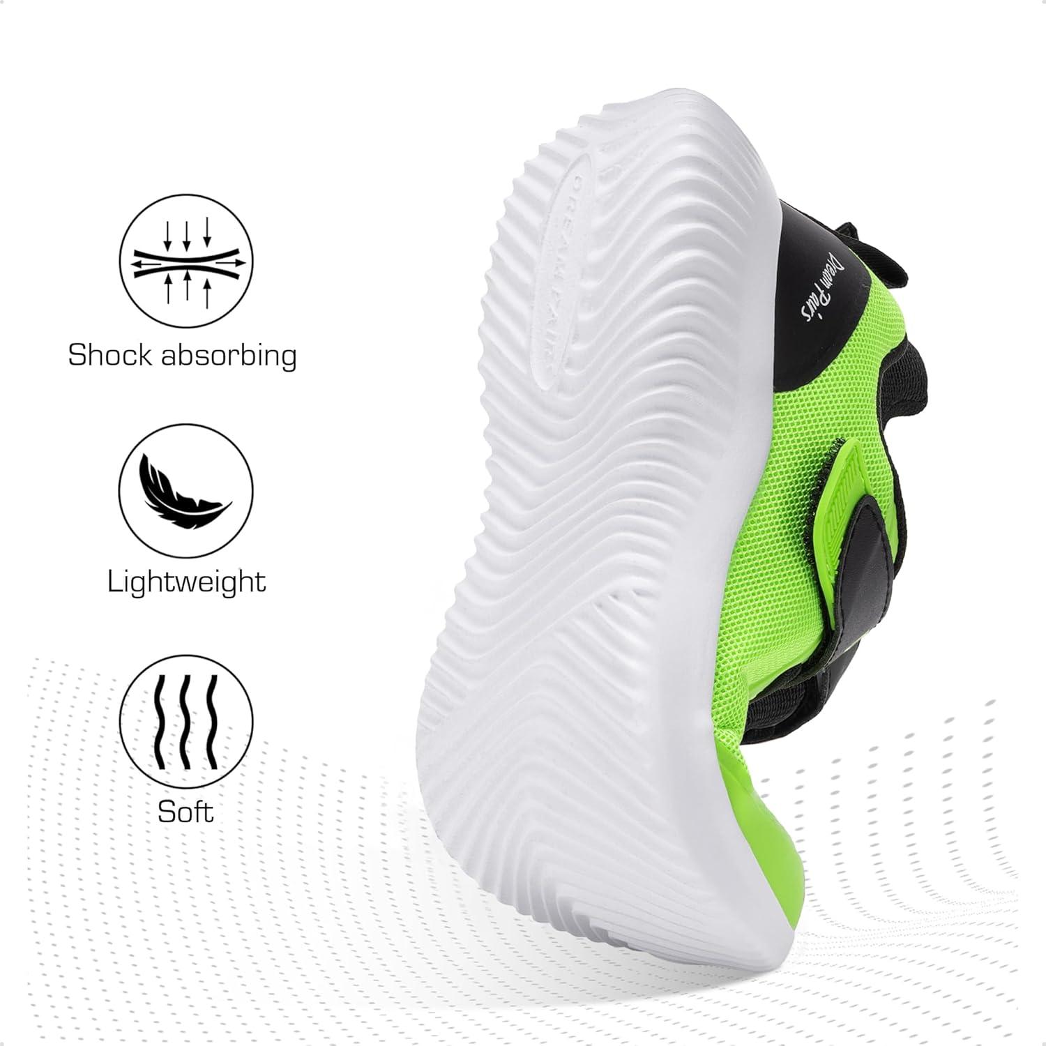 imageDREAM PAIRS Boys Girls Shoes Kids Tennis EZOns BreezeRunners Running SneakersNeon Green