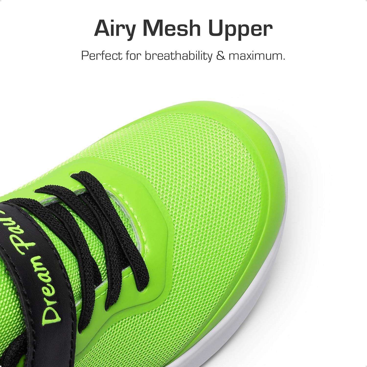 imageDREAM PAIRS Boys Girls Shoes Kids Tennis EZOns BreezeRunners Running SneakersNeon Green