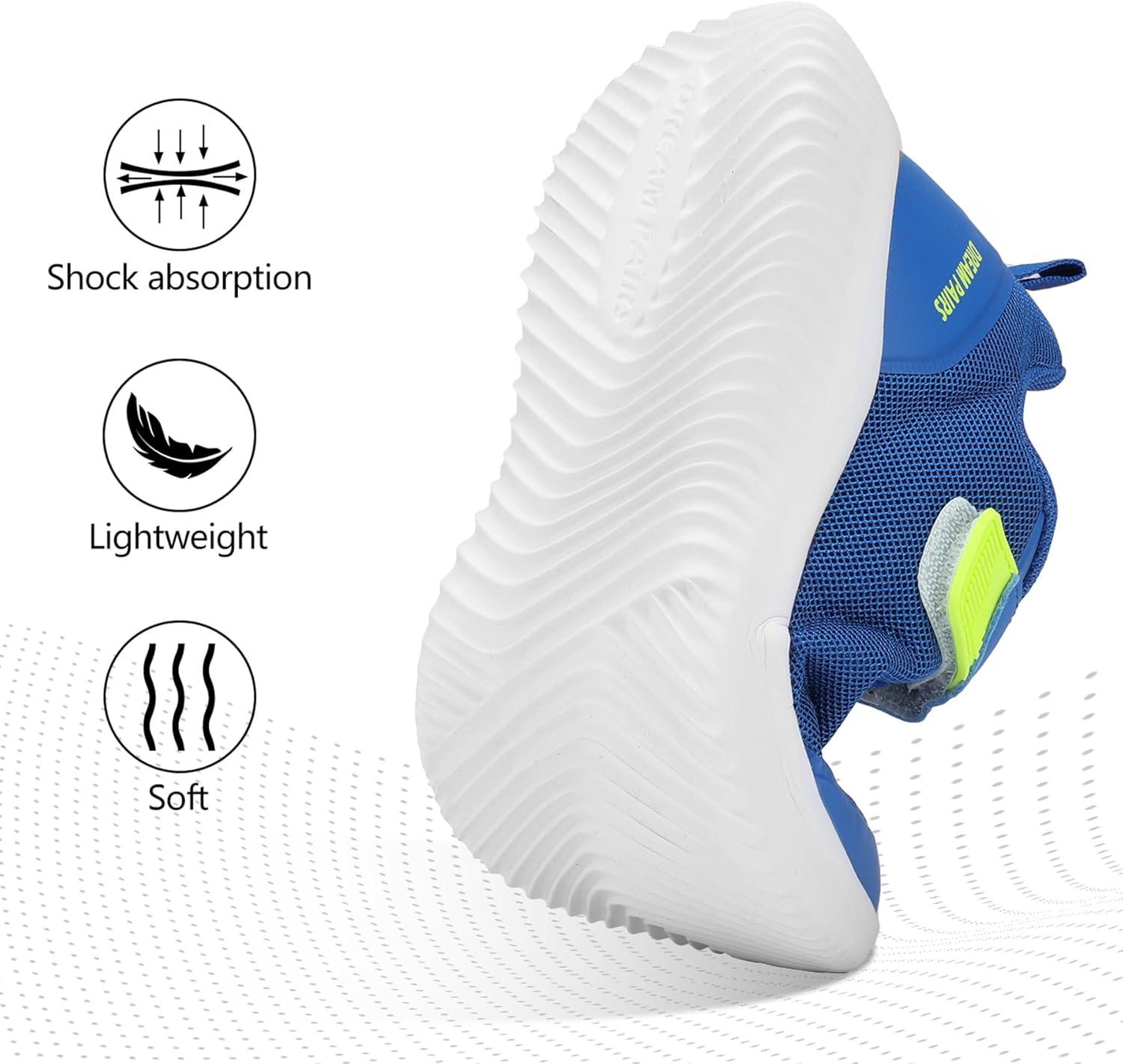 imageDREAM PAIRS Boys Girls Shoes Kids Tennis EZOns BreezeRunners Running SneakersRoyalBlueNeon