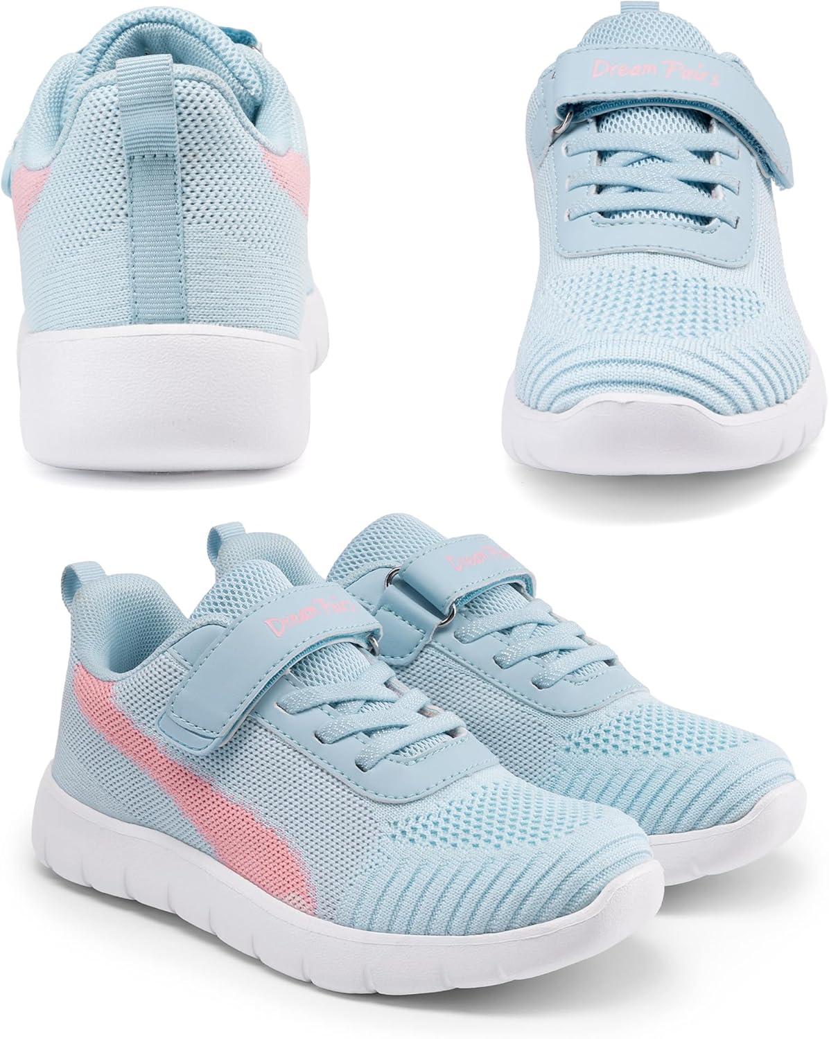 imageDREAM PAIRS Boys Girls Shoes Kids Tennis EZOns MagicZips Athletic Running Walking Barefoot Zero Drop SneakersLight BluePink