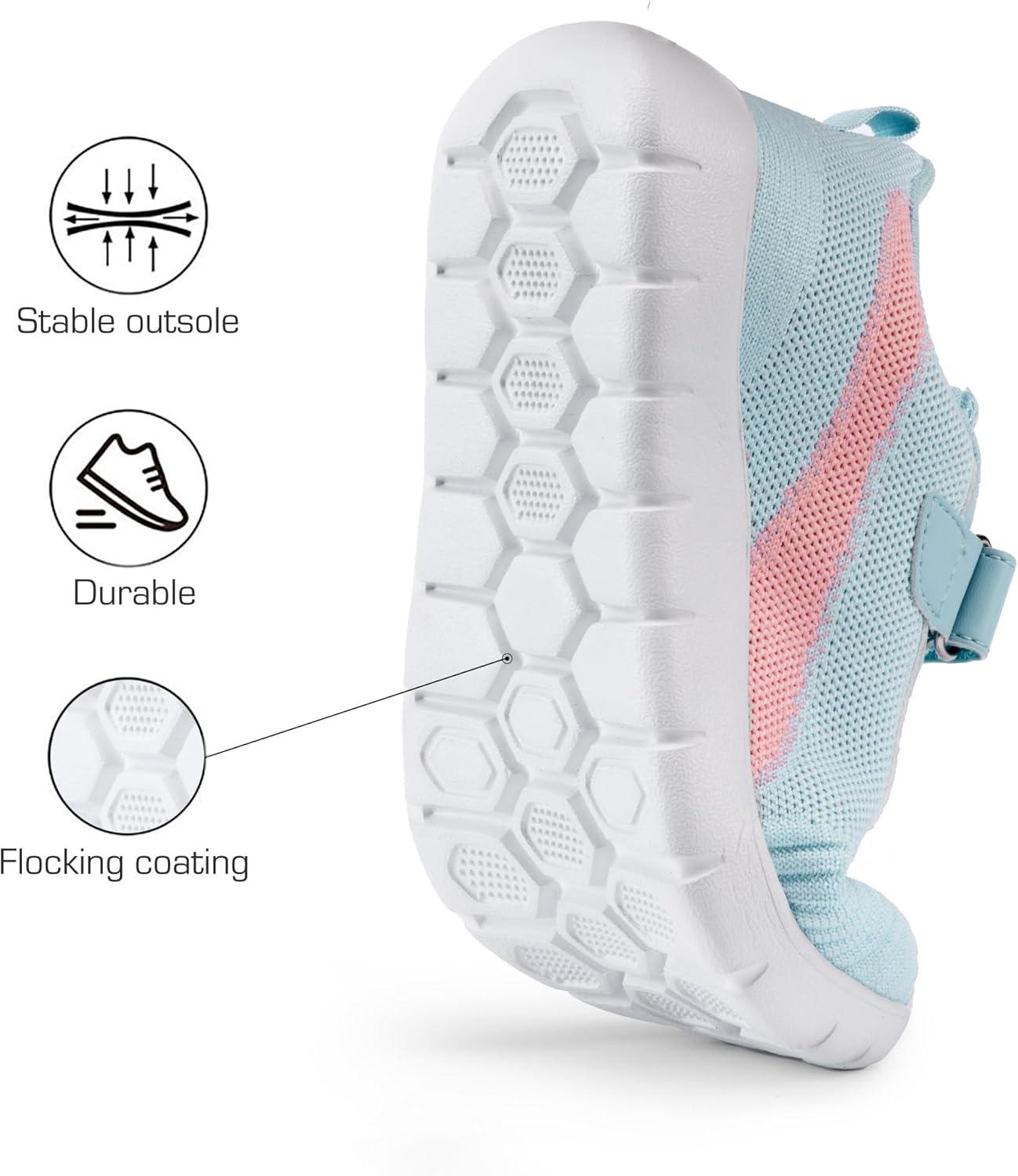 imageDREAM PAIRS Boys Girls Shoes Kids Tennis EZOns MagicZips Athletic Running Walking Barefoot Zero Drop SneakersLight BluePink