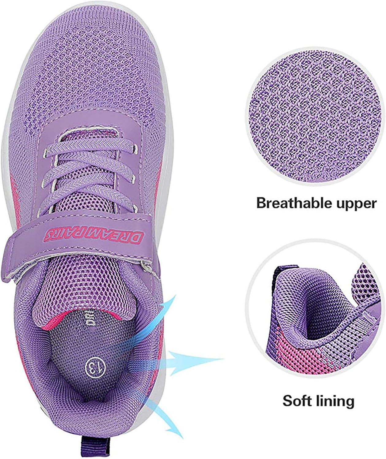 imageDREAM PAIRS Boys Girls Shoes Kids Tennis EZOns MagicZips Athletic Running Walking Barefoot Zero Drop SneakersPurpleFuchsia
