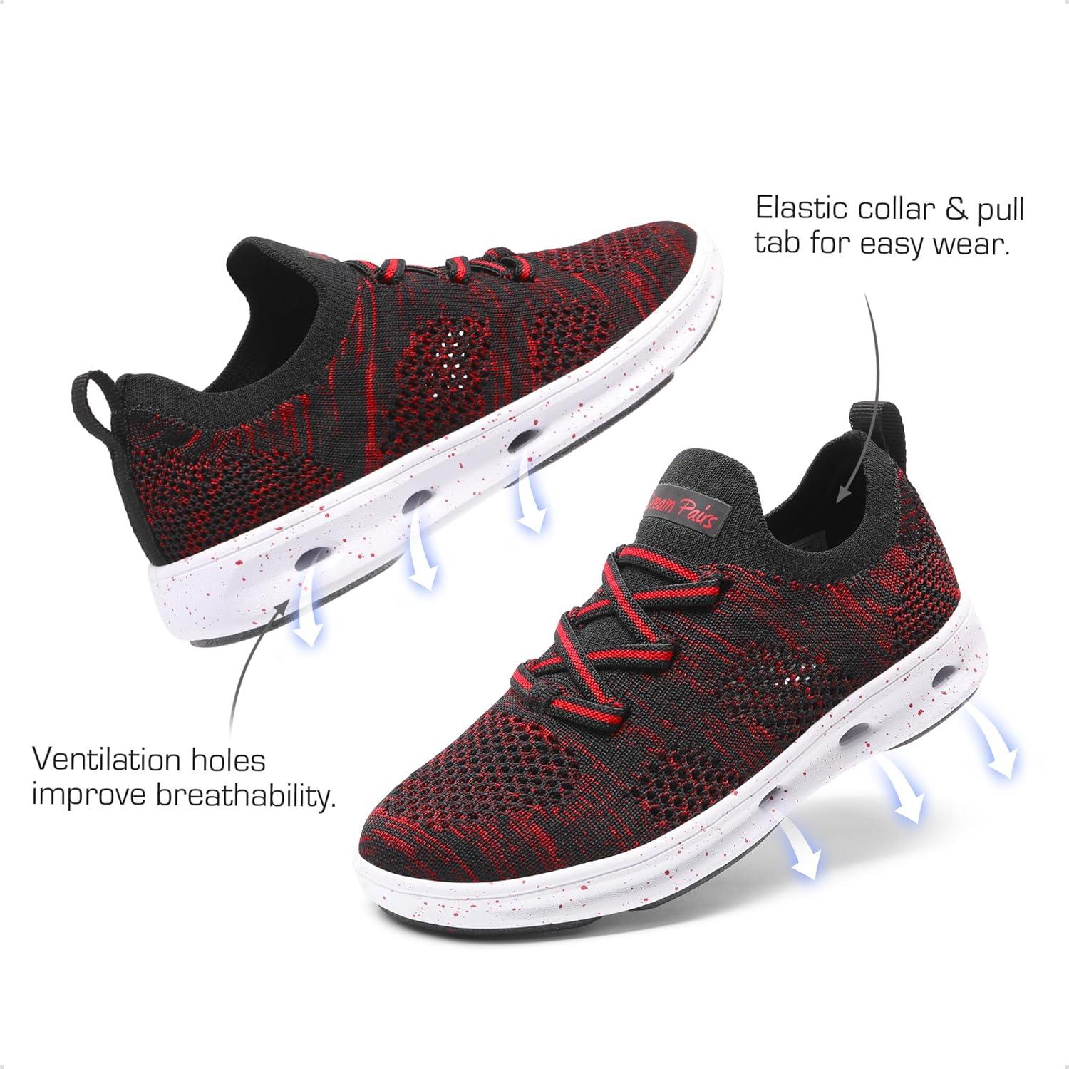 imageDREAM PAIRS Boys Girls Sneakers Kids Slipon Quick Dry Lightweight Aqua Water ShoesBlackRed