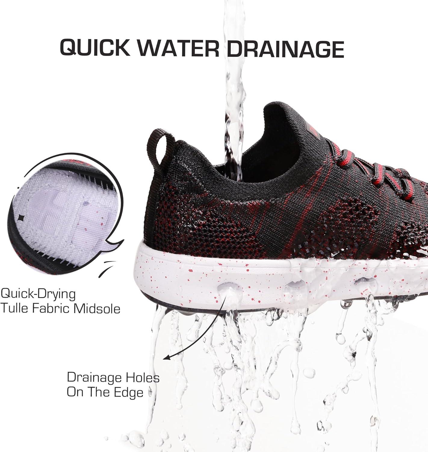 imageDREAM PAIRS Boys Girls Sneakers Kids Slipon Quick Dry Lightweight Aqua Water ShoesBlackRed