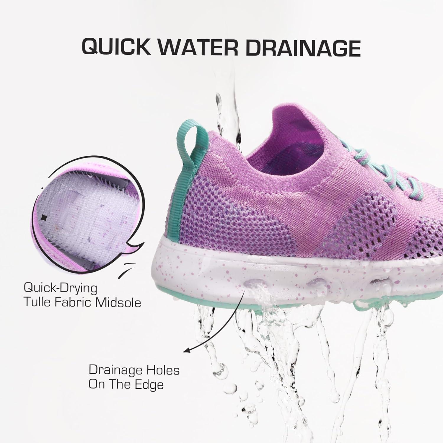 imageDREAM PAIRS Boys Girls Sneakers Kids Slipon Quick Dry Lightweight Aqua Water ShoesPurpleGreen