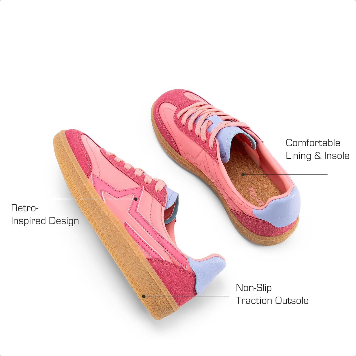 imageDREAM PAIRS Boys Girls Sneakers Retro Classic Casual Tennis Shoes Lightweight School Walking Low Top Lace Up Footwear for LittleBig KidHot Pink