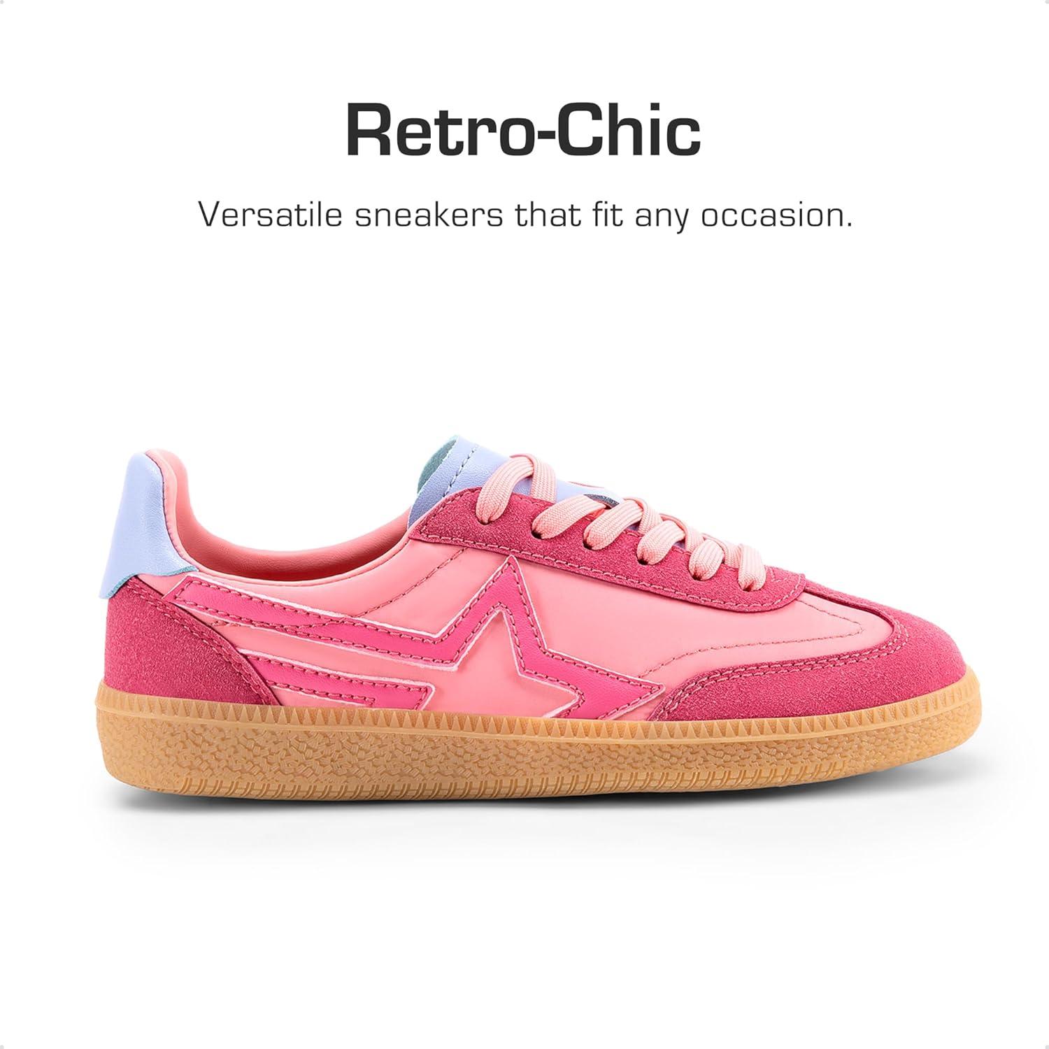 imageDREAM PAIRS Boys Girls Sneakers Retro Classic Casual Tennis Shoes Lightweight School Walking Low Top Lace Up Footwear for LittleBig KidHot Pink