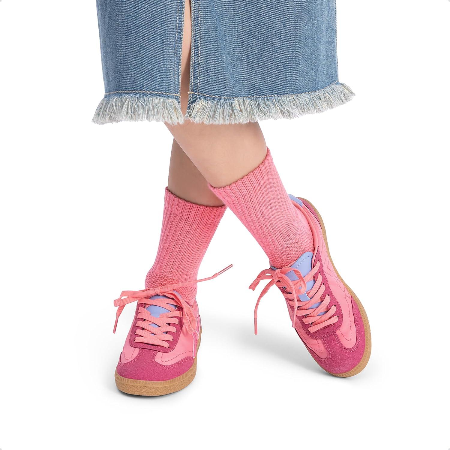 imageDREAM PAIRS Boys Girls Sneakers Retro Classic Casual Tennis Shoes Lightweight School Walking Low Top Lace Up Footwear for LittleBig KidHot Pink