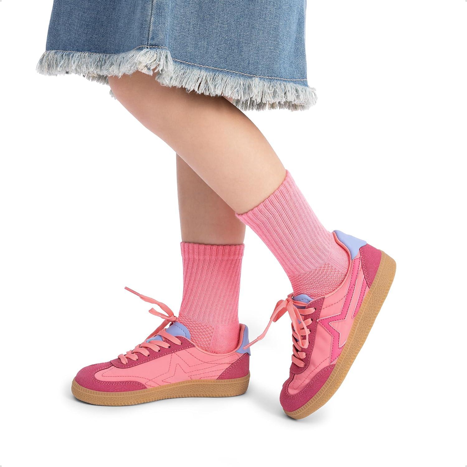 imageDREAM PAIRS Boys Girls Sneakers Retro Classic Casual Tennis Shoes Lightweight School Walking Low Top Lace Up Footwear for LittleBig KidHot Pink