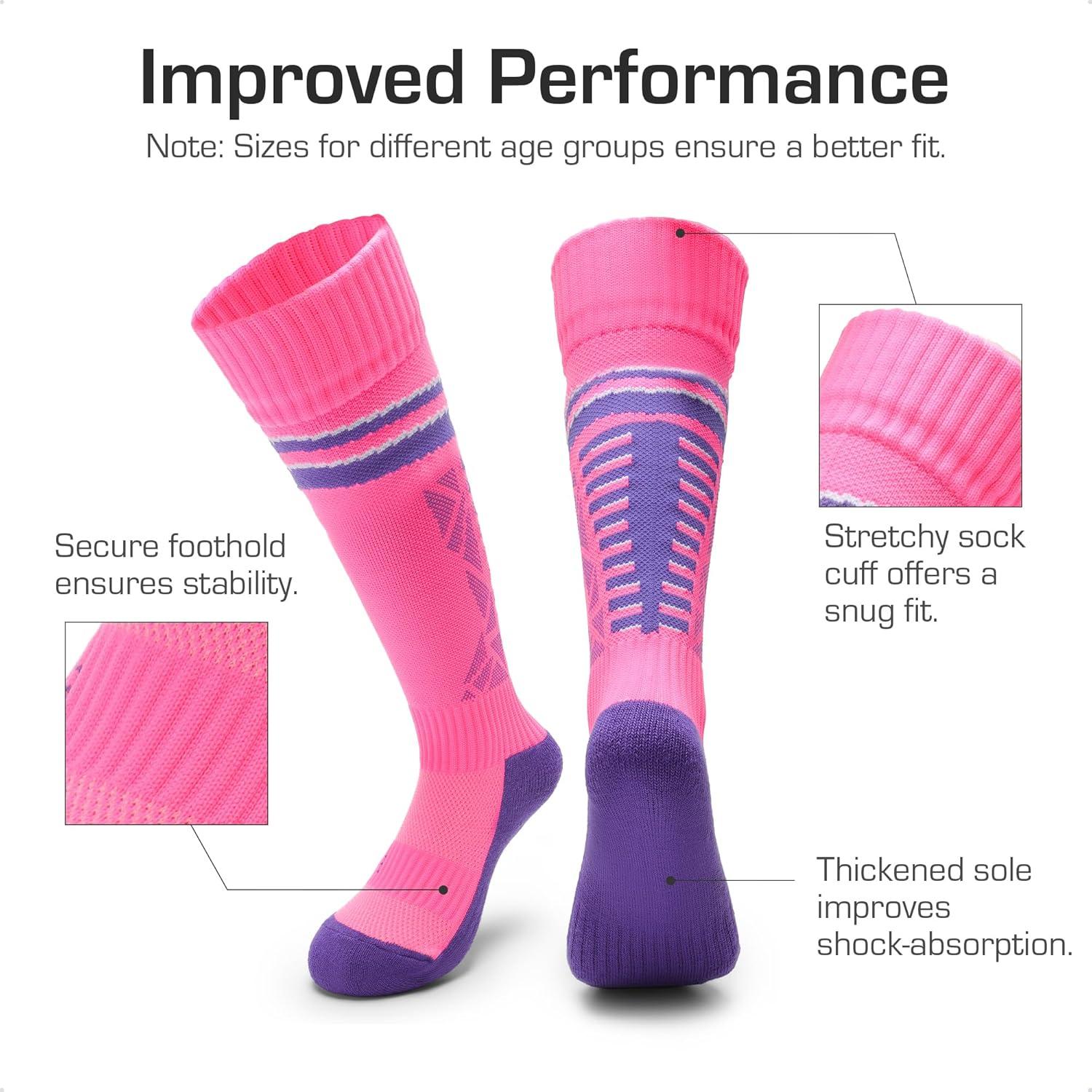 imageDREAM PAIRS Boys Girls Soccer Cleats Youth Firm Groud Athletic Outdoor Trainning Football Shoes with Soccer SocksPinkLight Purple