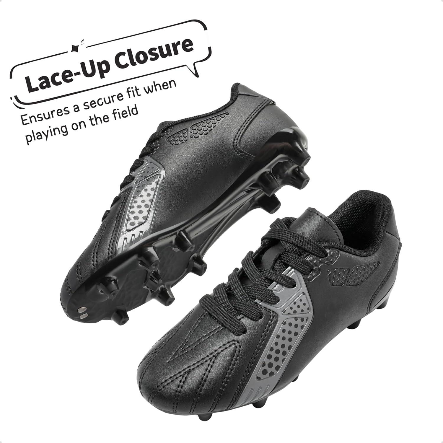imageDREAM PAIRS Boys Girls Soccer Cleats Youth Firm Groud Classic Lightweight Football Shoes for LittleBig KidBlackDarkGrey