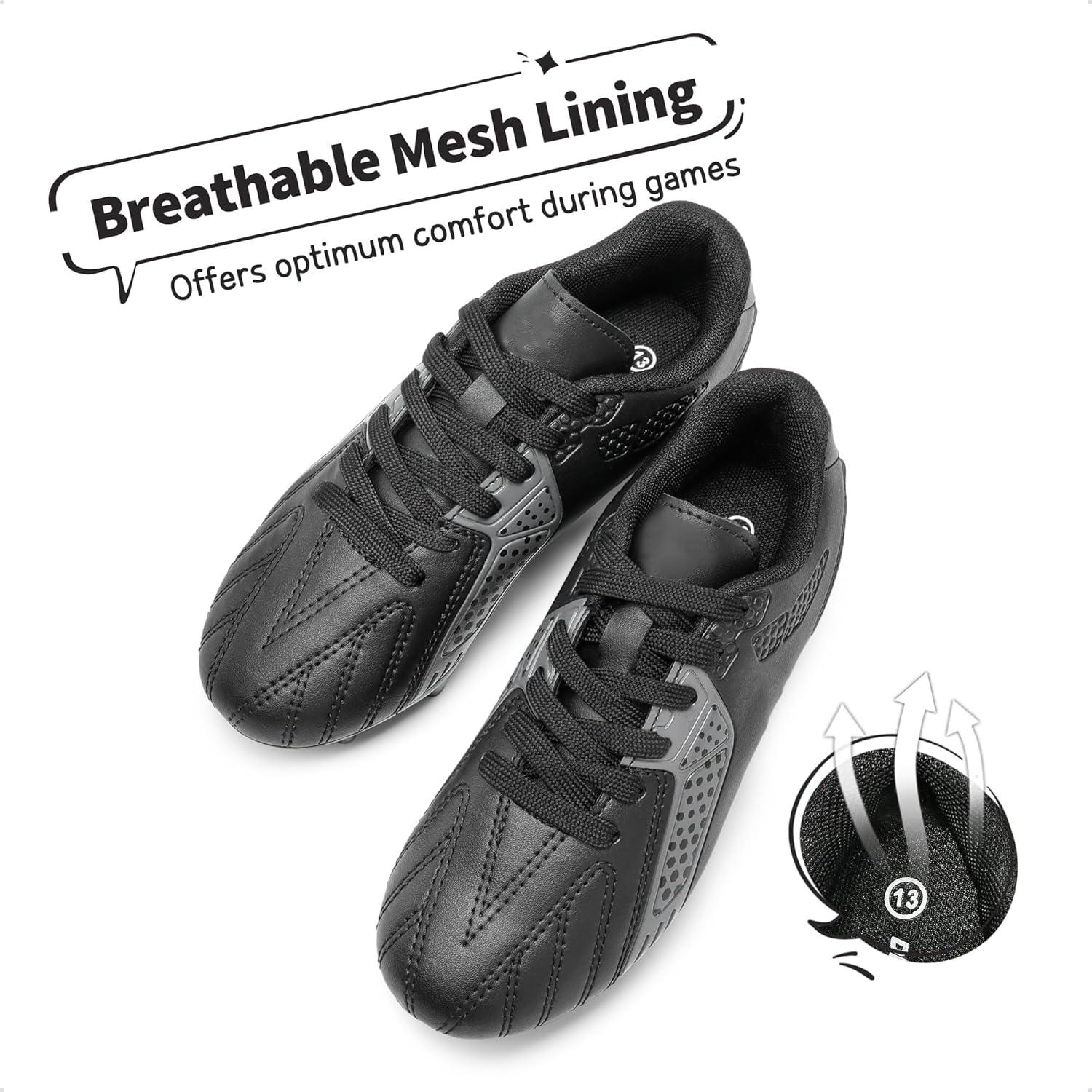 imageDREAM PAIRS Boys Girls Soccer Cleats Youth Firm Groud Classic Lightweight Football Shoes for LittleBig KidBlackDarkGrey