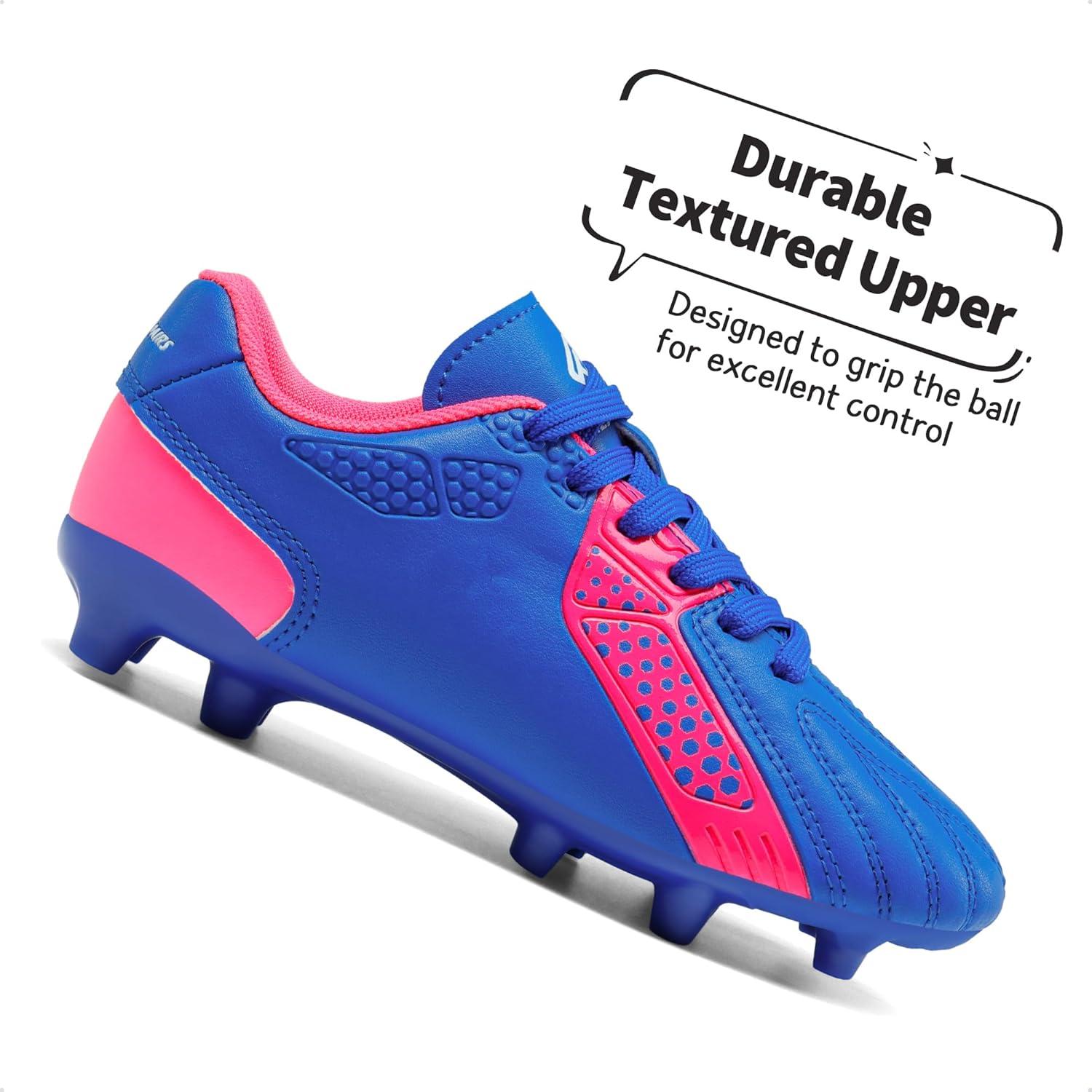 imageDREAM PAIRS Boys Girls Soccer Cleats Youth Firm Groud Classic Lightweight Football Shoes for LittleBig KidRoyalBlueFuchsia