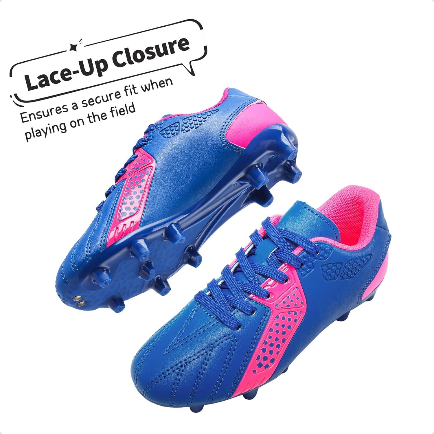 imageDREAM PAIRS Boys Girls Soccer Cleats Youth Firm Groud Classic Lightweight Football Shoes for LittleBig KidRoyalBlueFuchsia