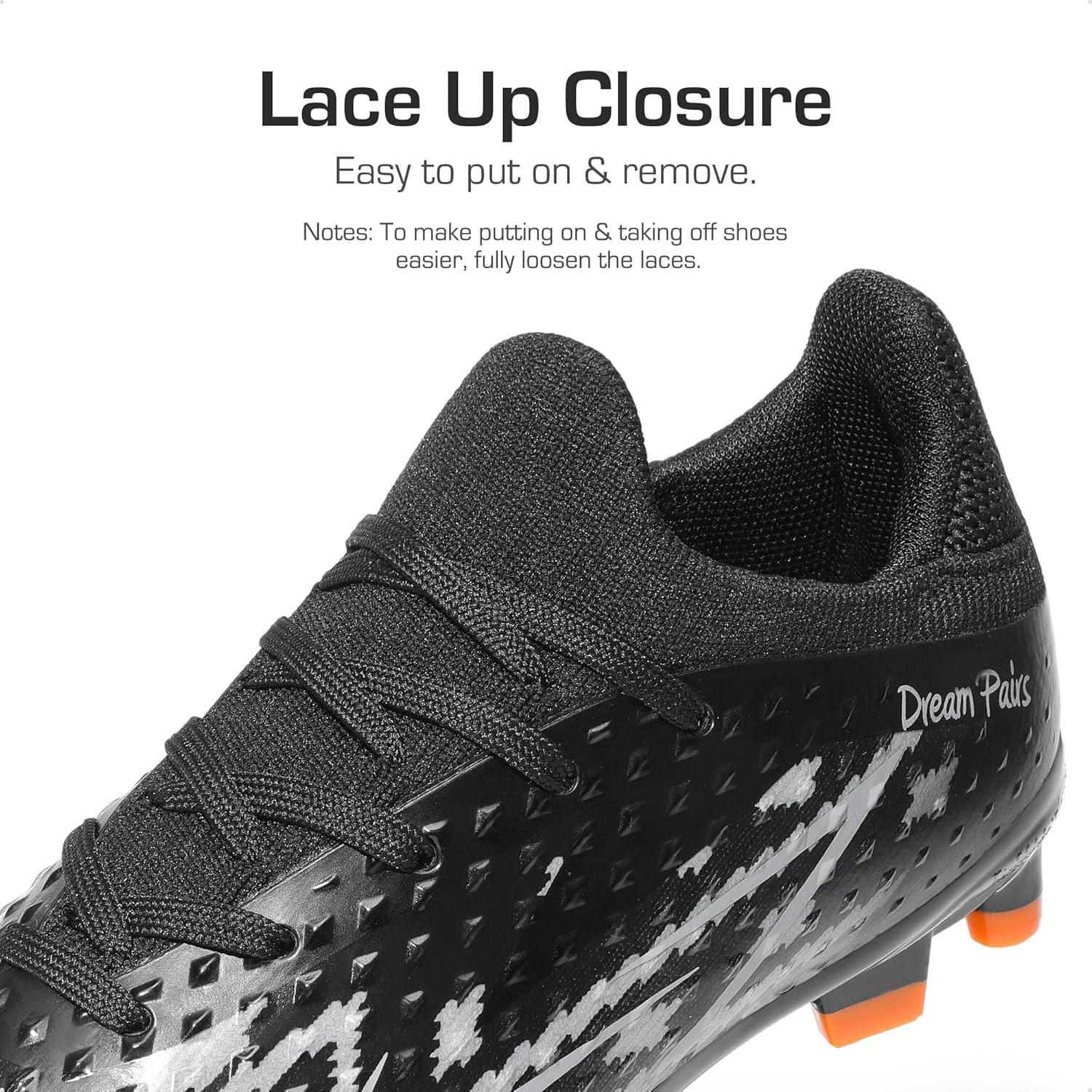 imageDREAM PAIRS Boys Girls Soccer Cleats Youth Firm Groud Football Shoes for LittleBig KidBlack