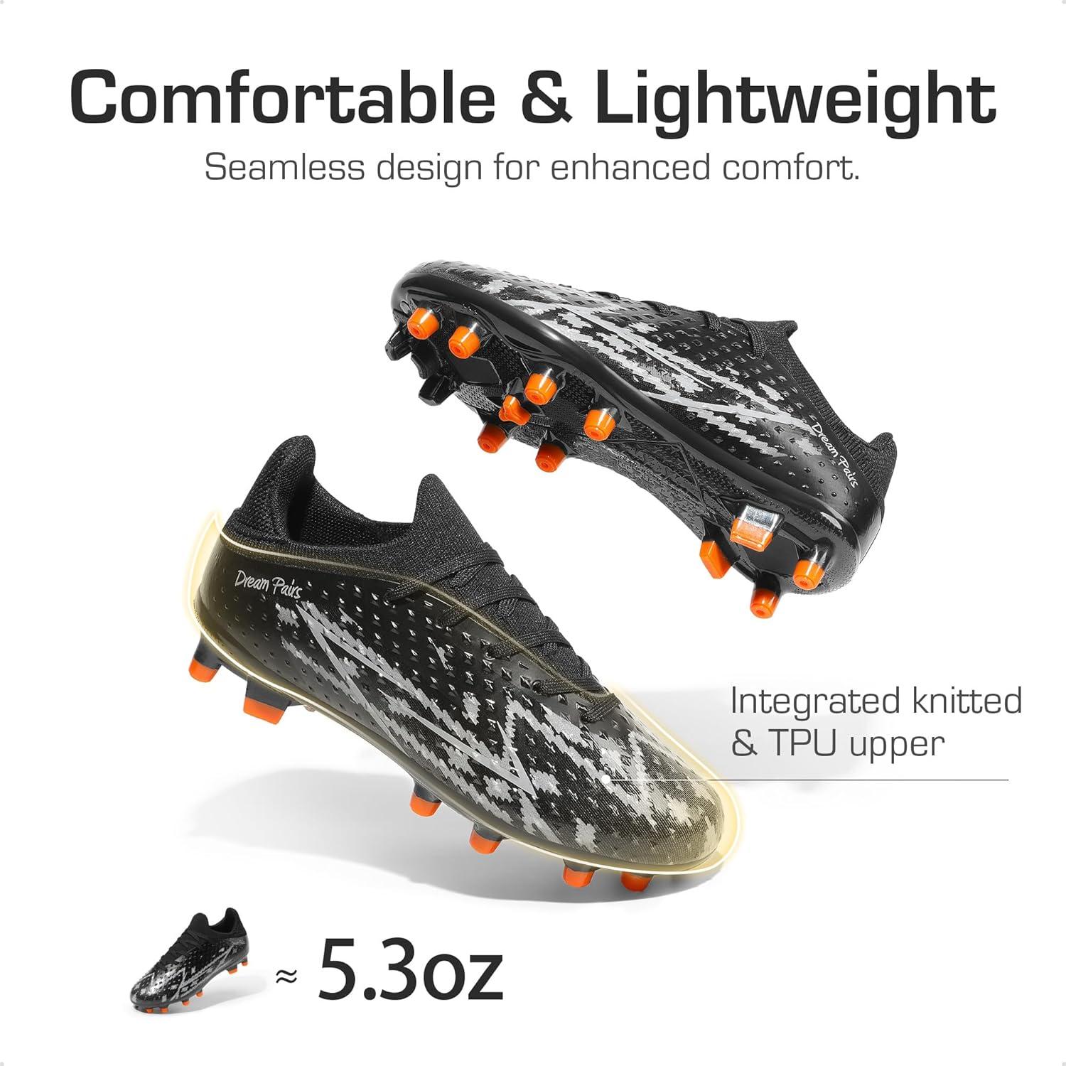 imageDREAM PAIRS Boys Girls Soccer Cleats Youth Firm Groud Football Shoes for LittleBig KidBlack