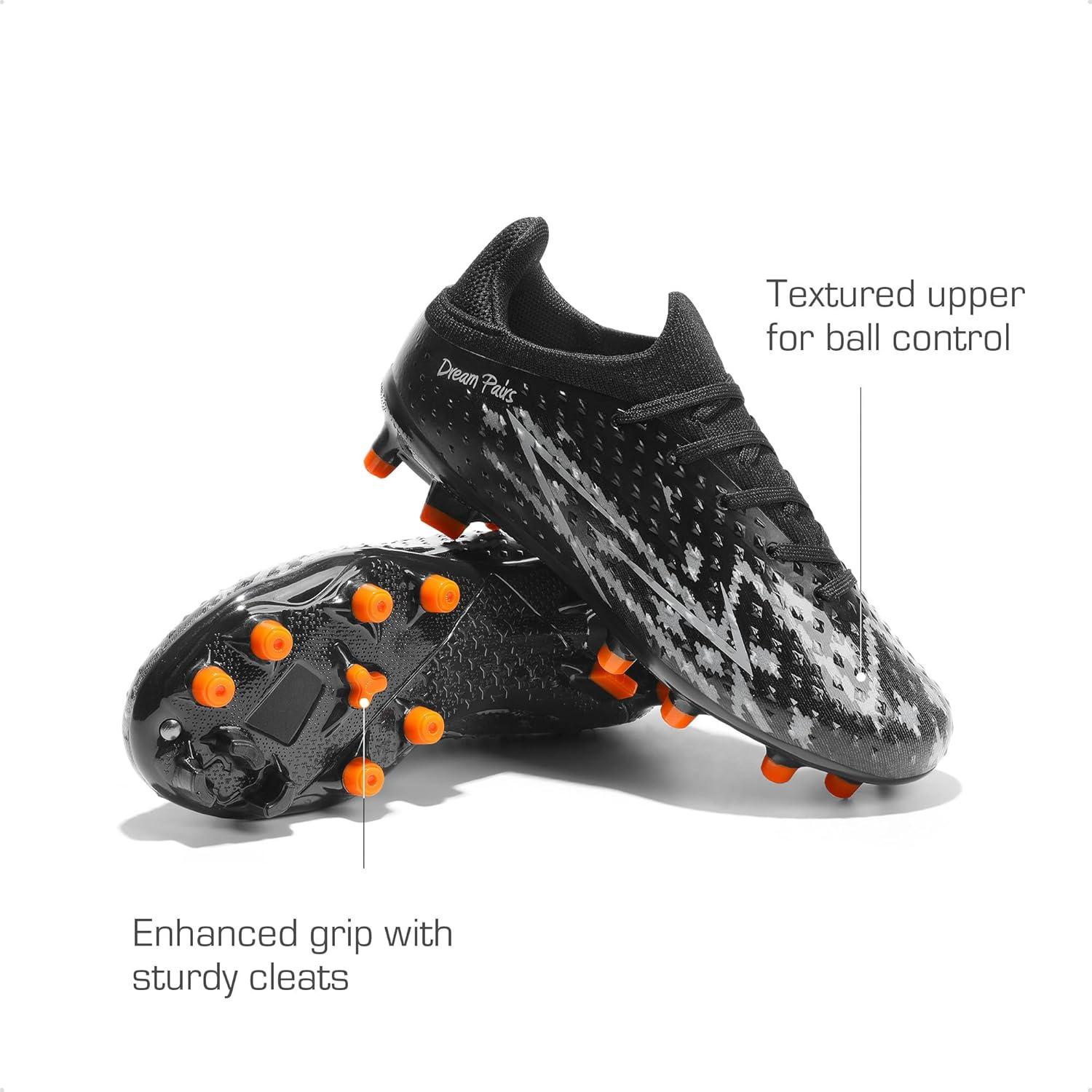 imageDREAM PAIRS Boys Girls Soccer Cleats Youth Firm Groud Football Shoes for LittleBig KidBlack