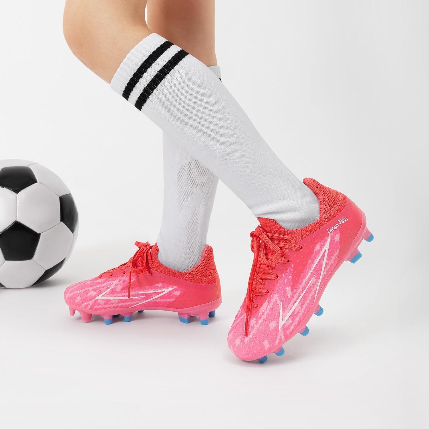 imageDREAM PAIRS Boys Girls Soccer Cleats Youth Firm Groud Football Shoes for LittleBig KidHot Pink