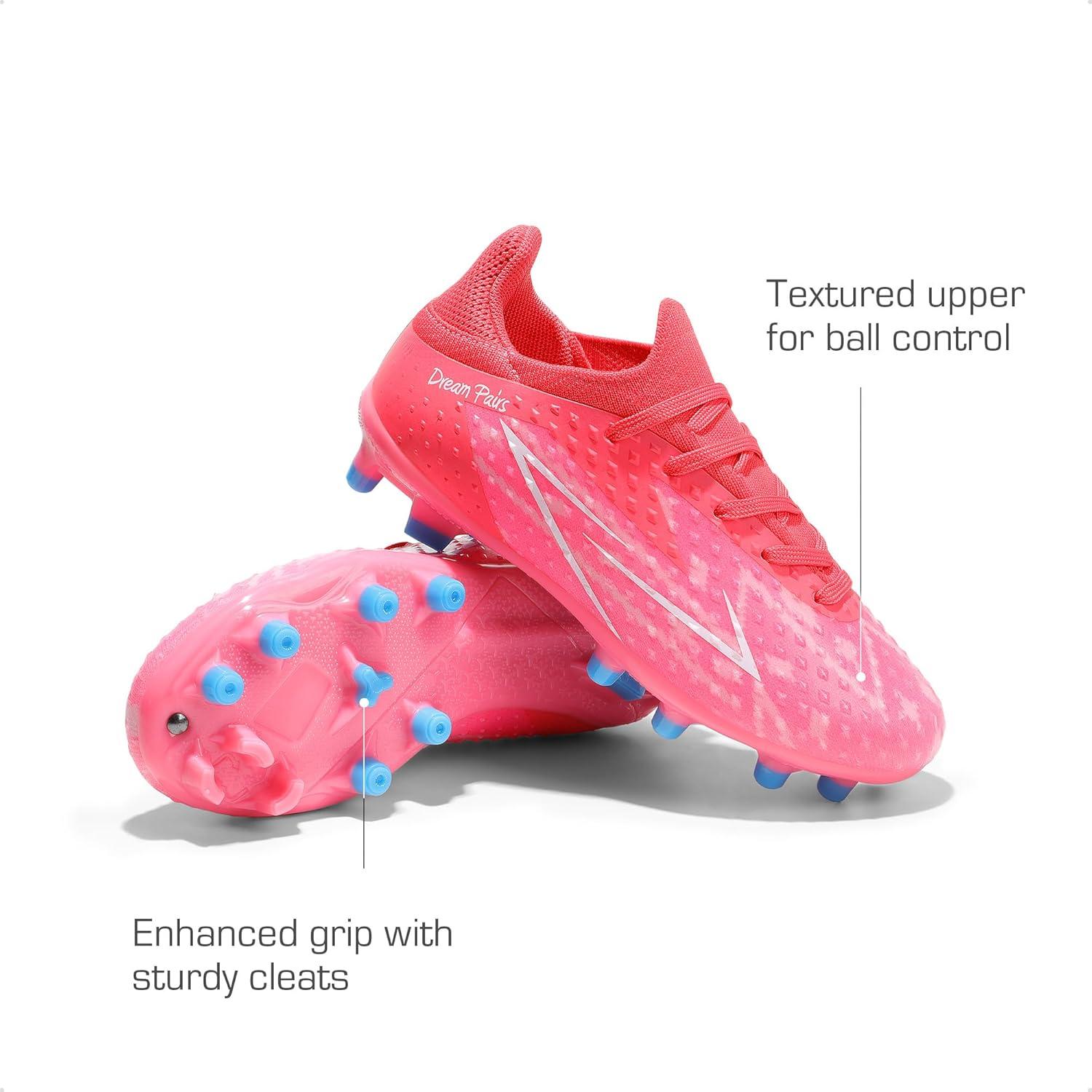 imageDREAM PAIRS Boys Girls Soccer Cleats Youth Firm Groud Football Shoes for LittleBig KidHot Pink