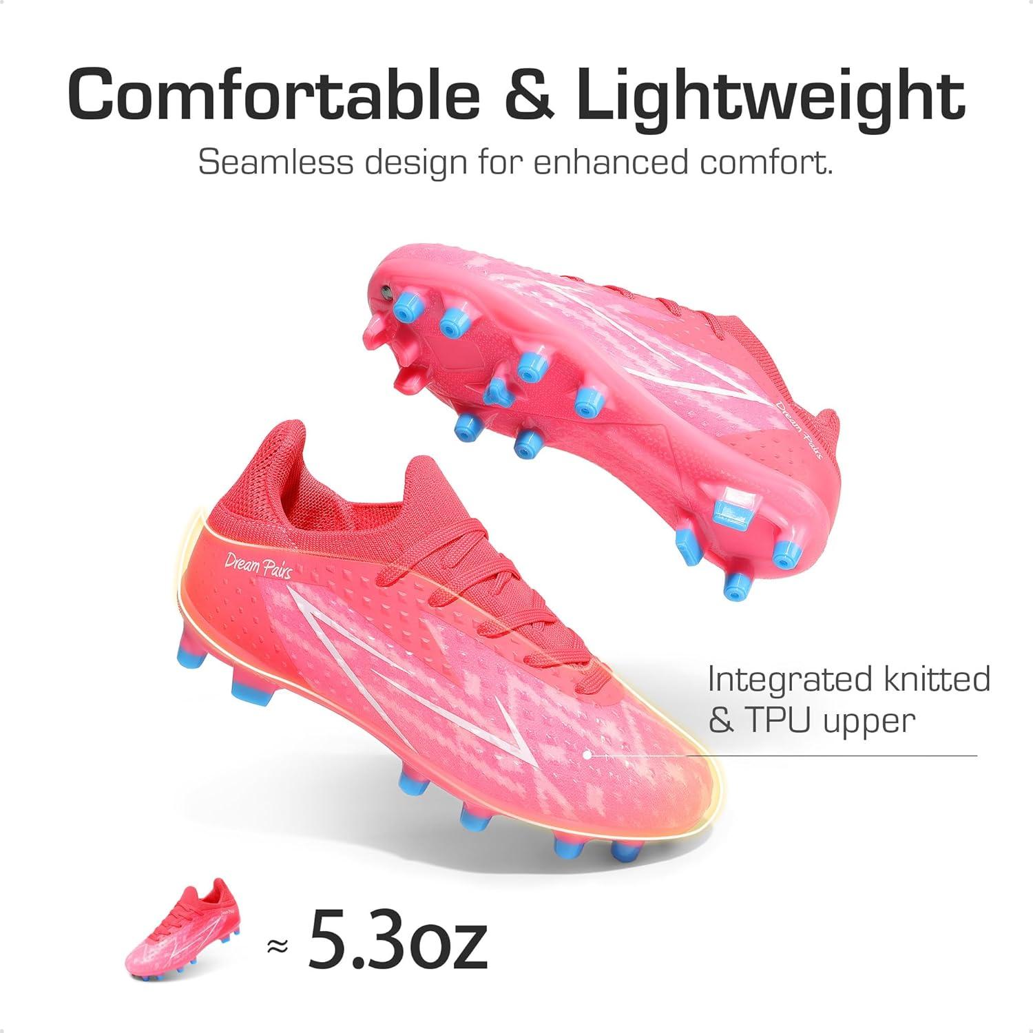 imageDREAM PAIRS Boys Girls Soccer Cleats Youth Firm Groud Football Shoes for LittleBig KidHot Pink