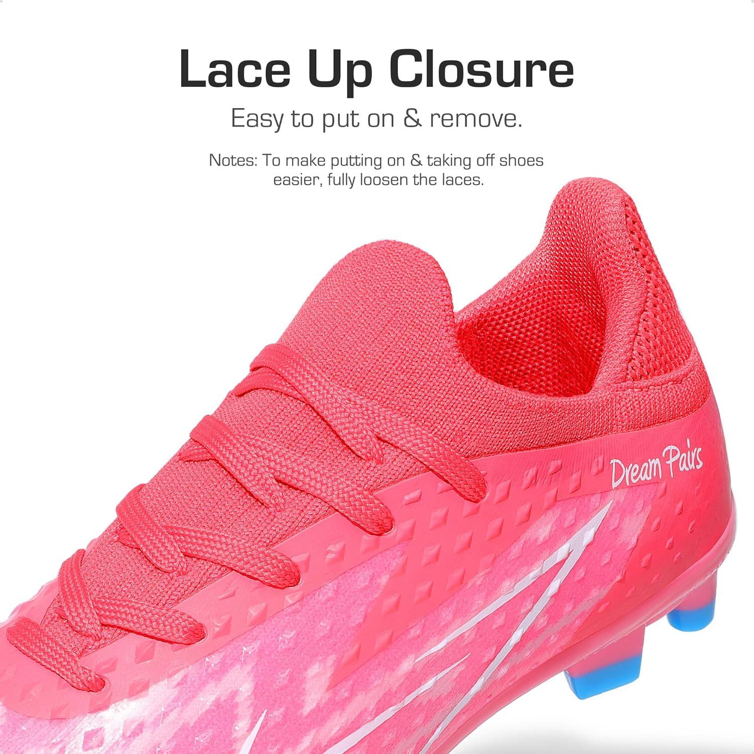 imageDREAM PAIRS Boys Girls Soccer Cleats Youth Firm Groud Football Shoes for LittleBig KidHot Pink